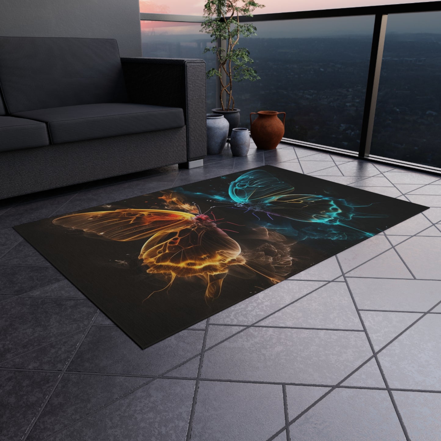 Outdoor Rug  Kiss Neon Butterfly 7