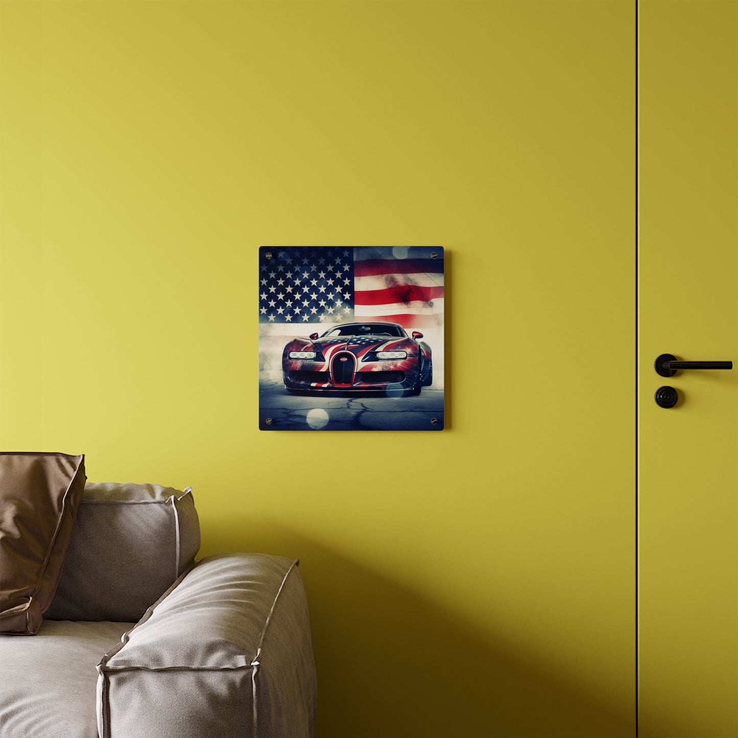 Acrylic Wall Art Panels Abstract American Flag Background Bugatti 1