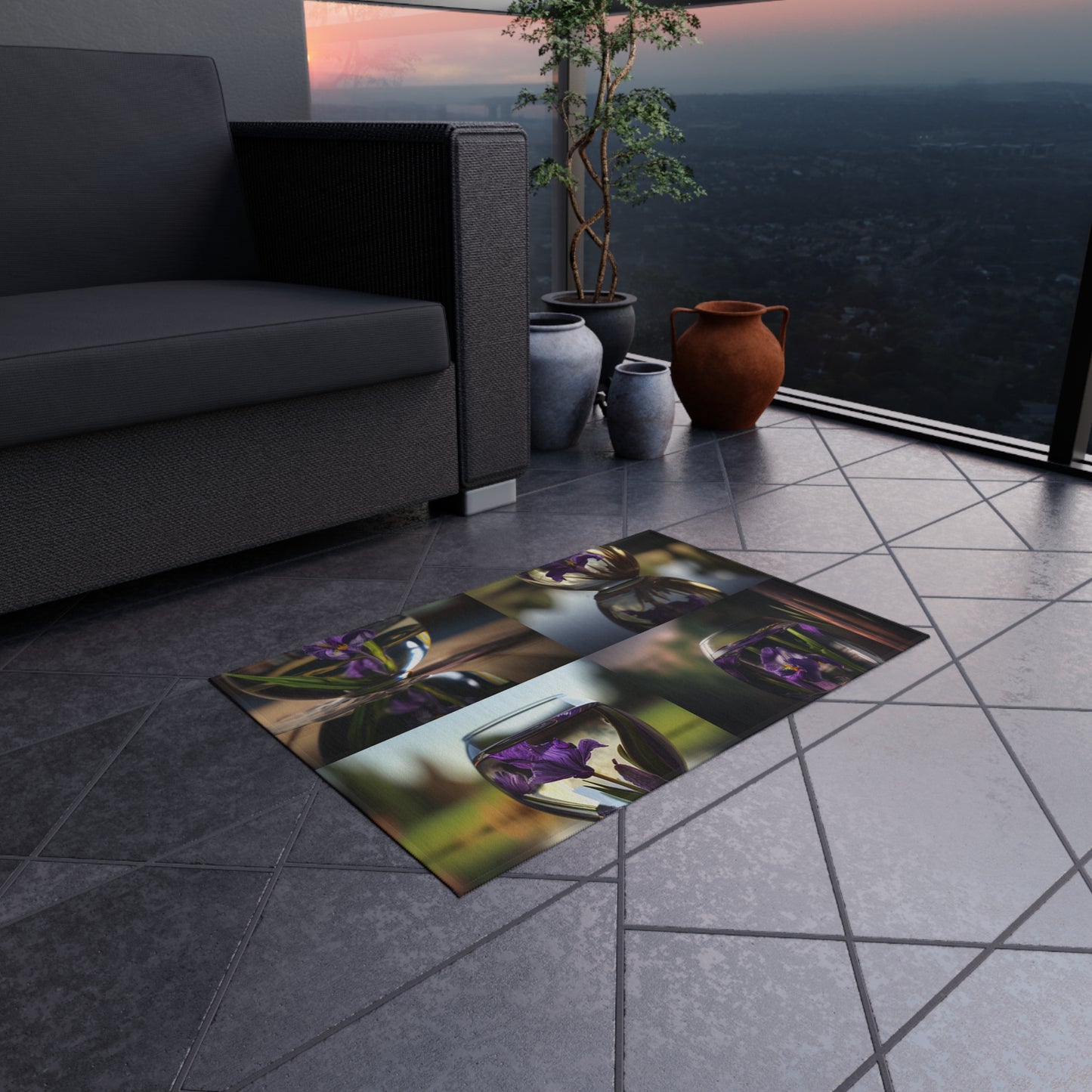 Outdoor Rug  Purple Iris in a vase 5