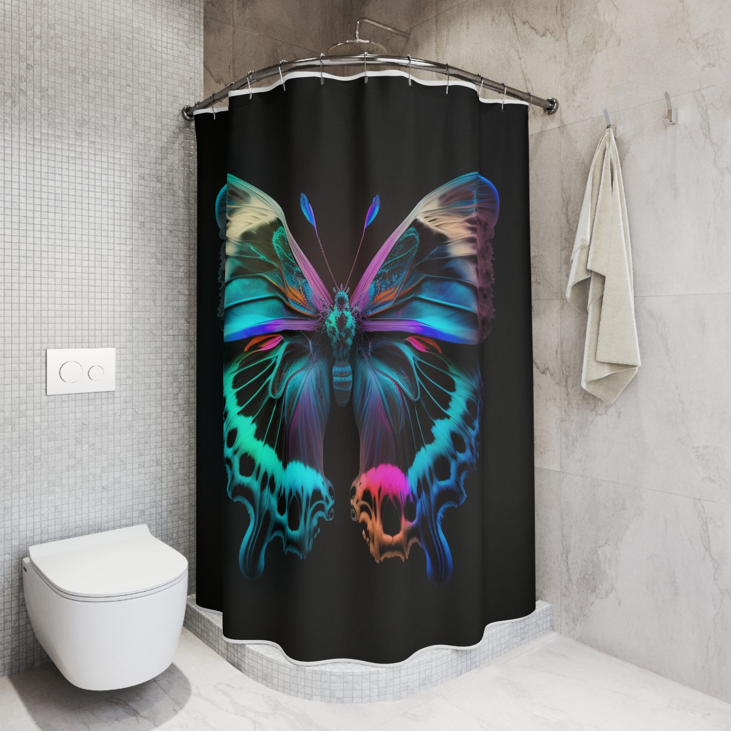 Polyester Shower Curtain Raw Florescent Glow 2