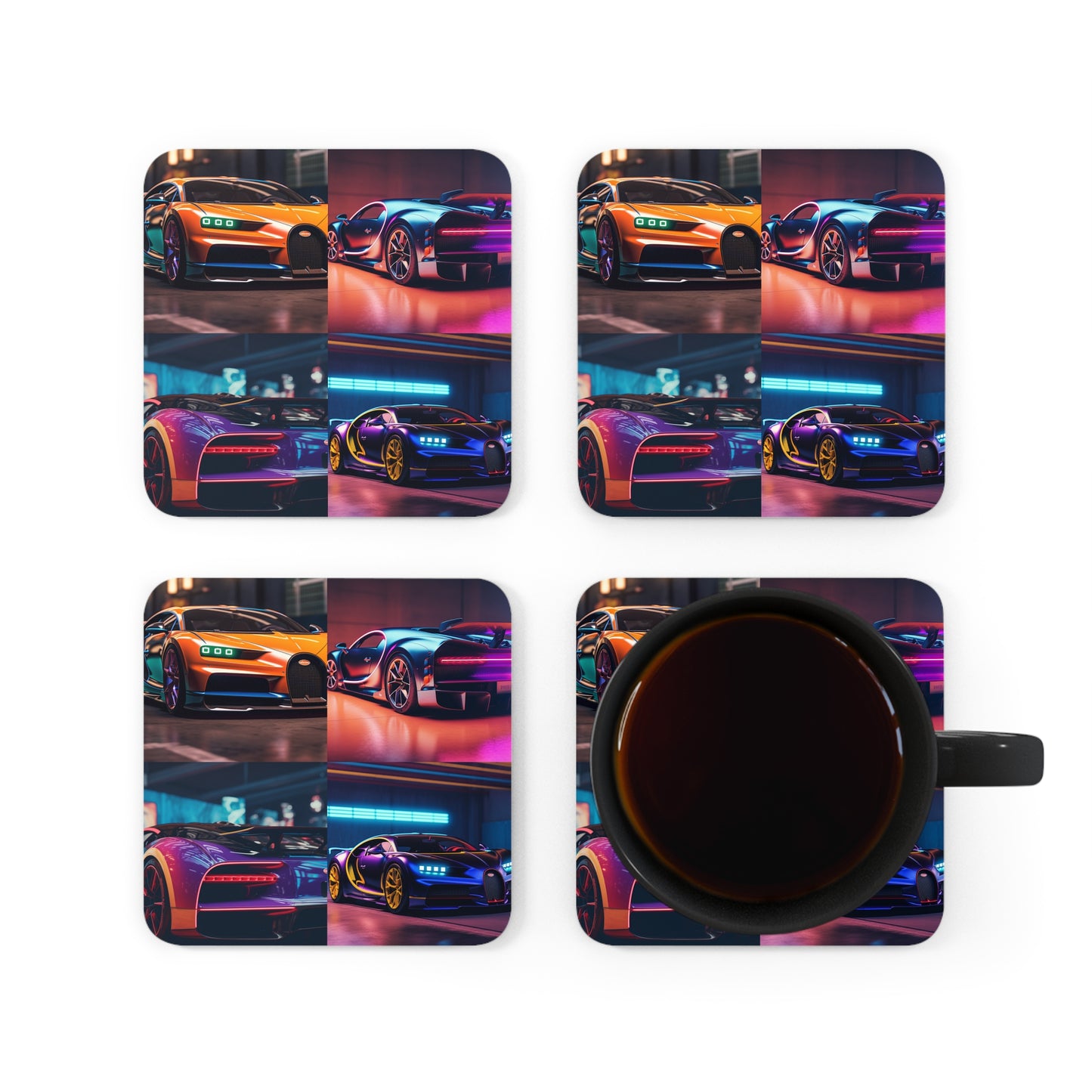 Corkwood Coaster Set Hyper Bugatti Neon Chiron 5