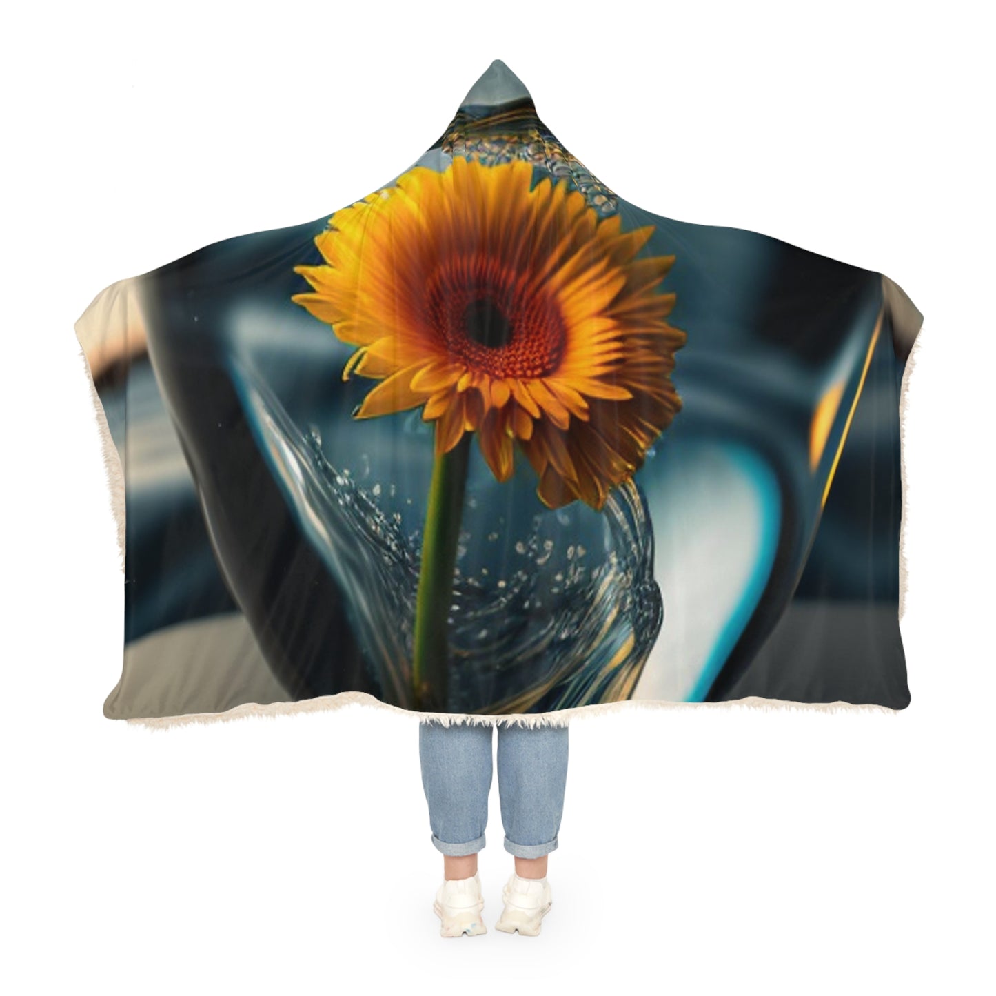 Snuggle Hooded Blanket yello Gerbera glass 3