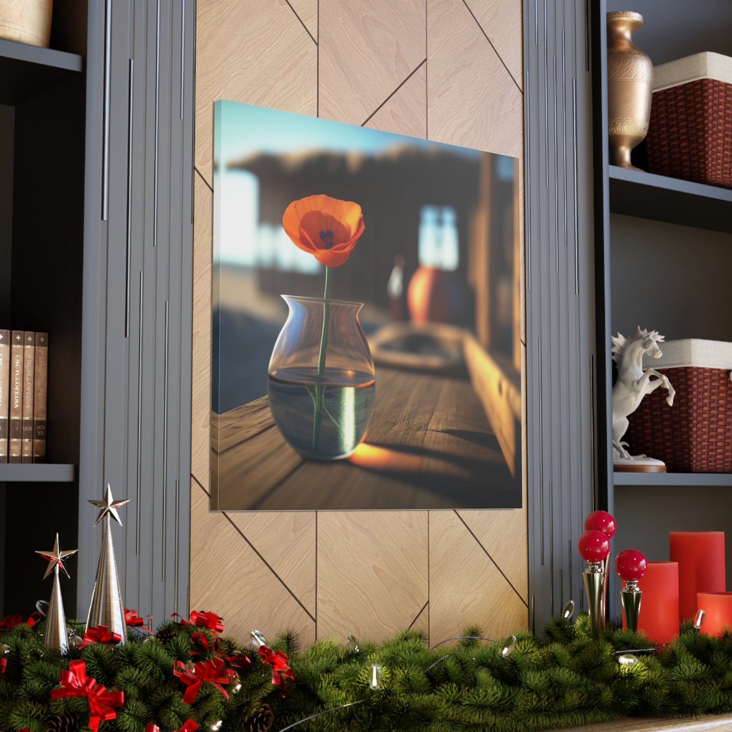 Canvas Gallery Wraps Poppy in a Glass Vase 2