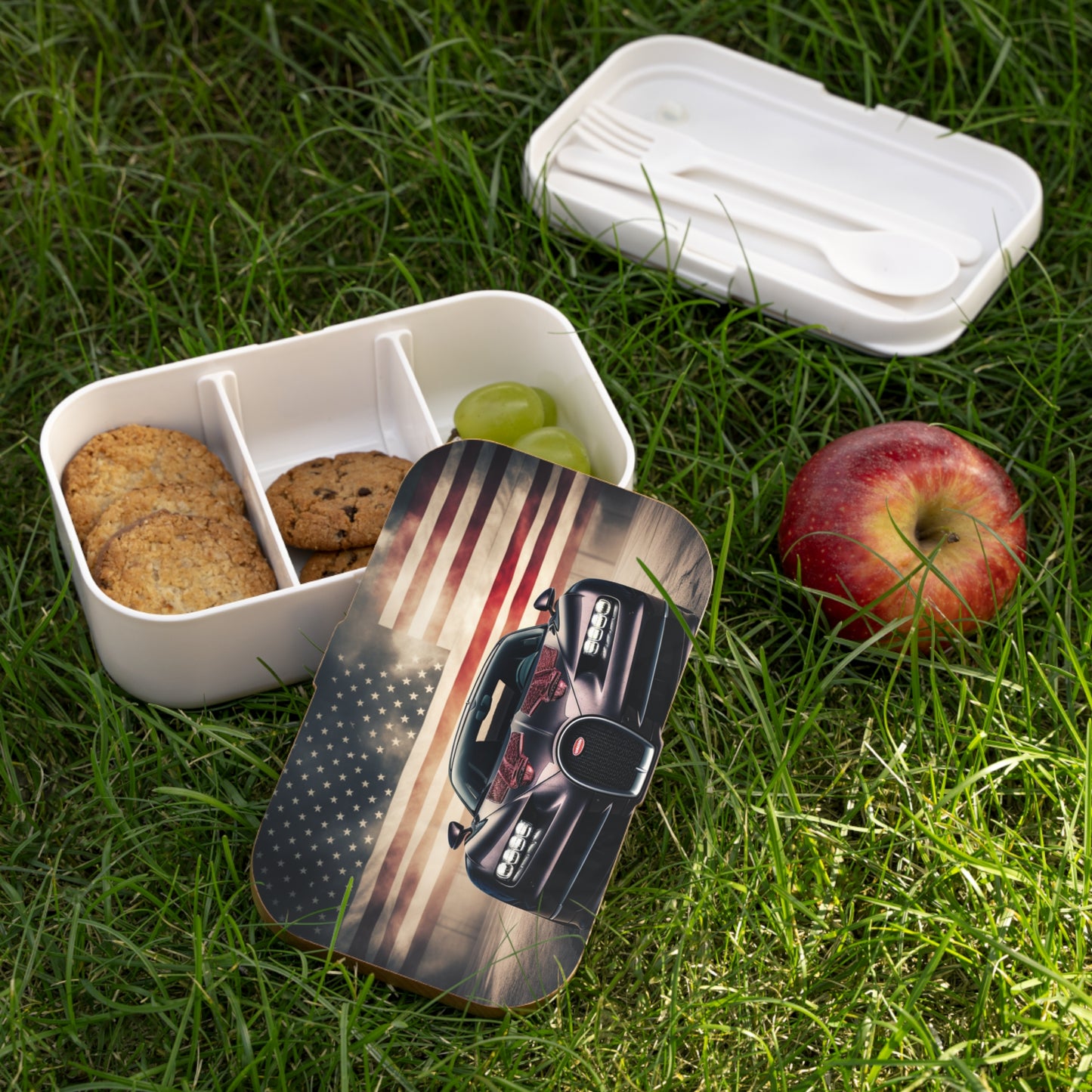 Bento Lunch Box American Flag Background Bugatti 2