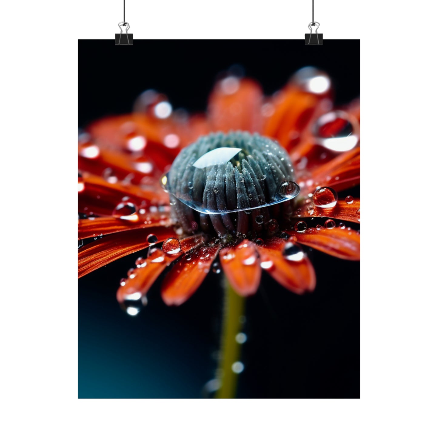 Premium Matte Vertical Posters Water drop Macro Flower 1