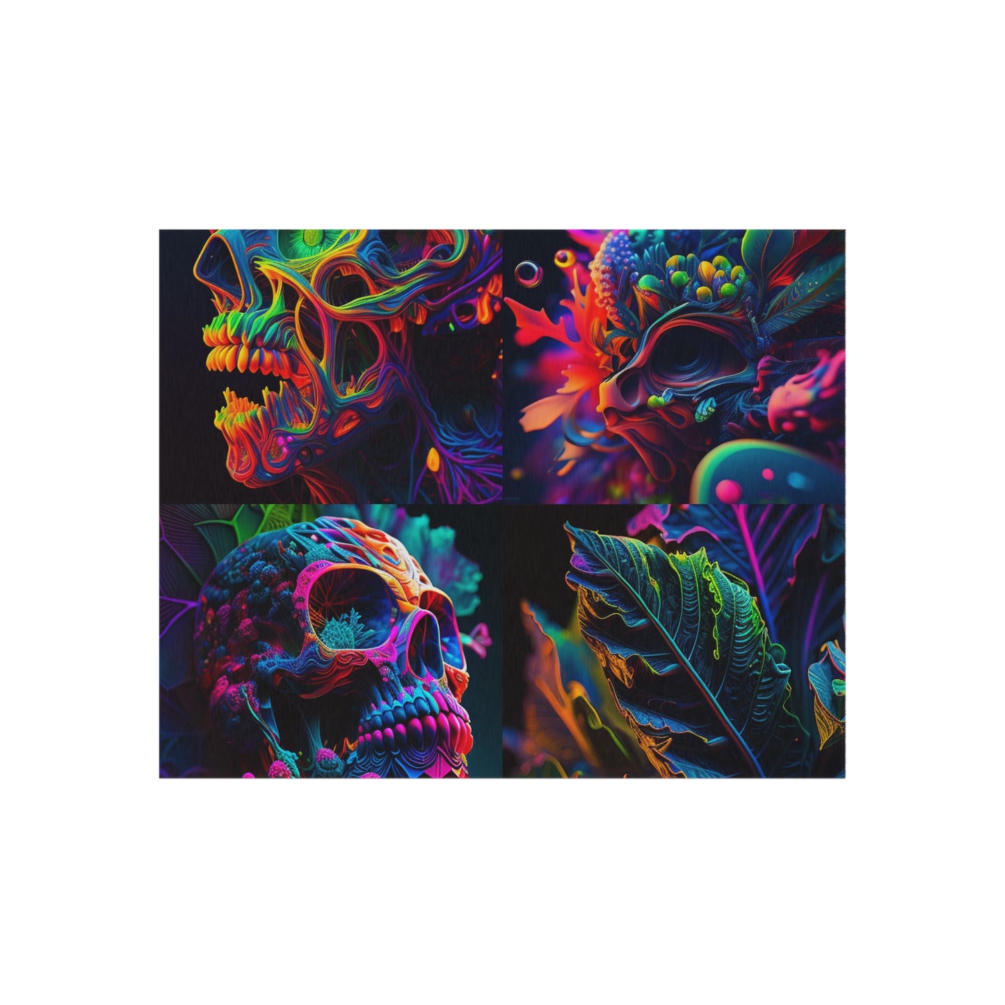 Outdoor Rug  Florescent Skull Death 5