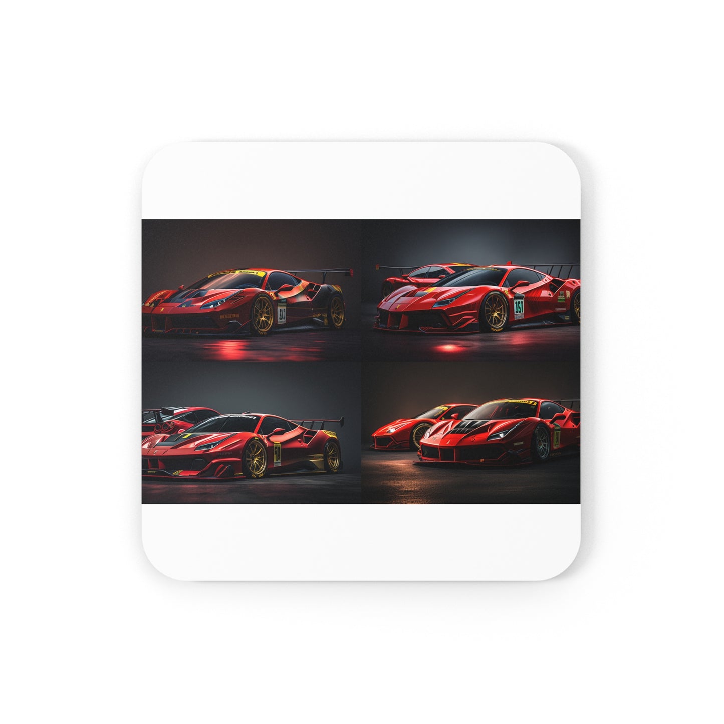 Corkwood Coaster Set Ferrari Red 5