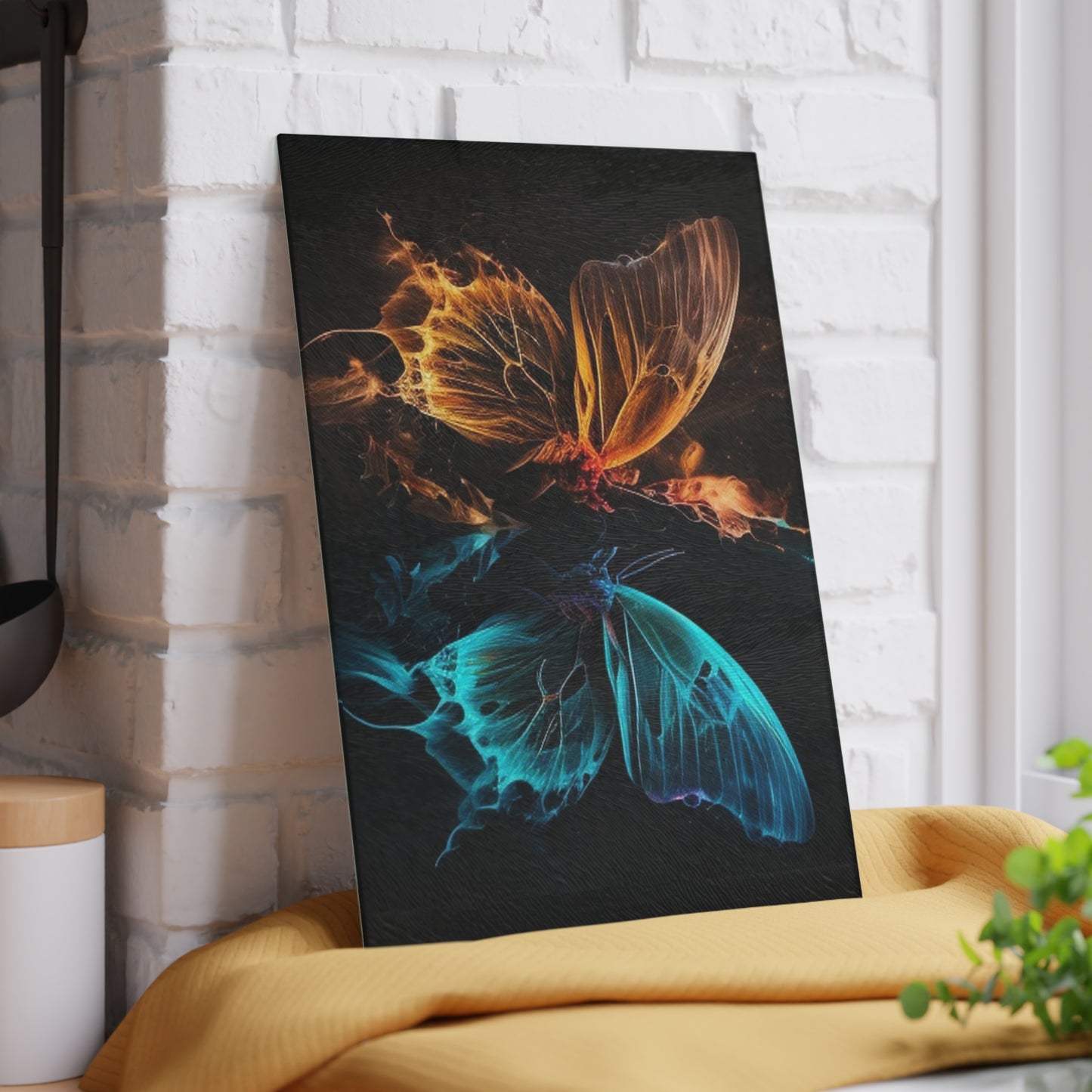 Glass Cutting Board Neon Glo Butterfly 4