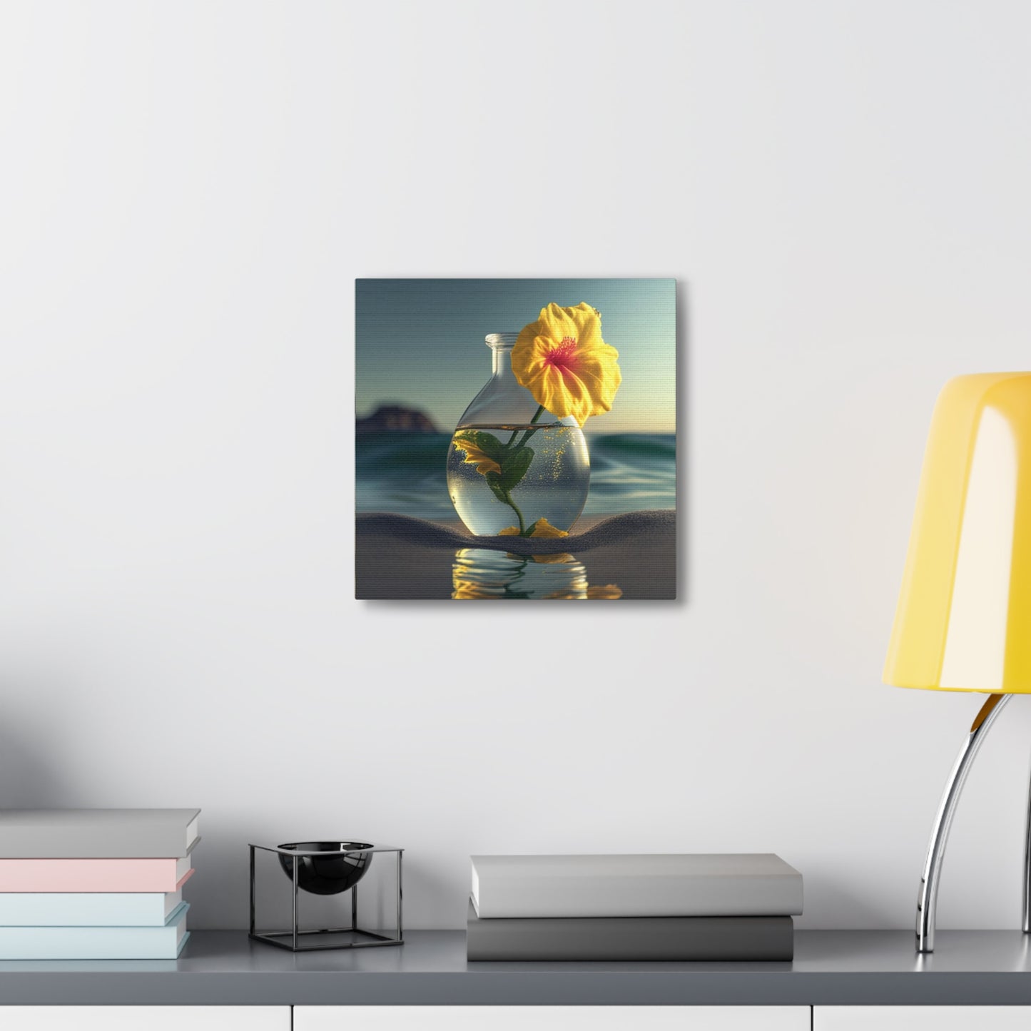 Canvas Gallery Wraps Yellow Hibiscus glass 2