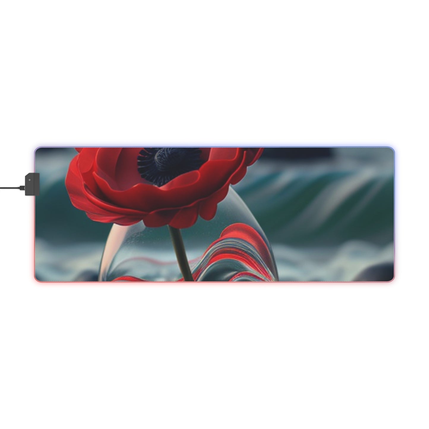 LED Gaming Mouse Pad Red Anemone in a Vase 1