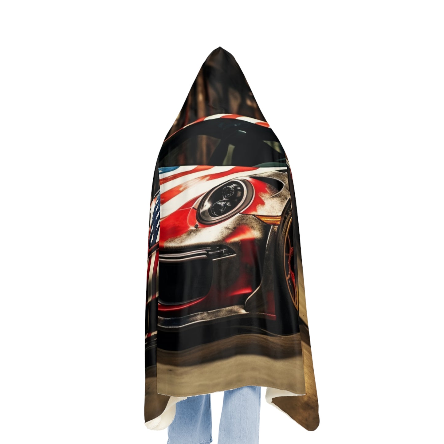 Snuggle Hooded Blanket American Flag Porsche 4