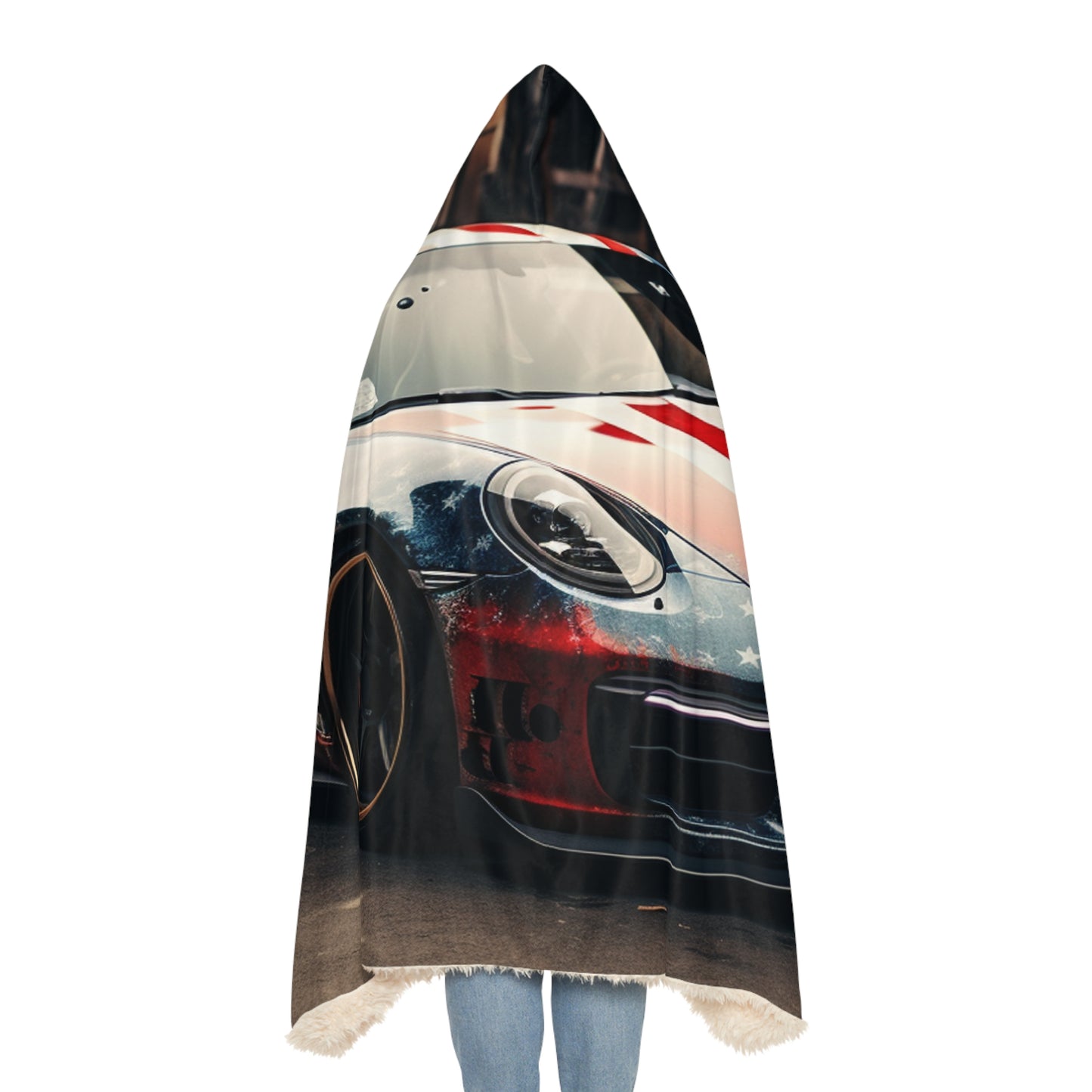 Snuggle Hooded Blanket American Flag Porsche 3