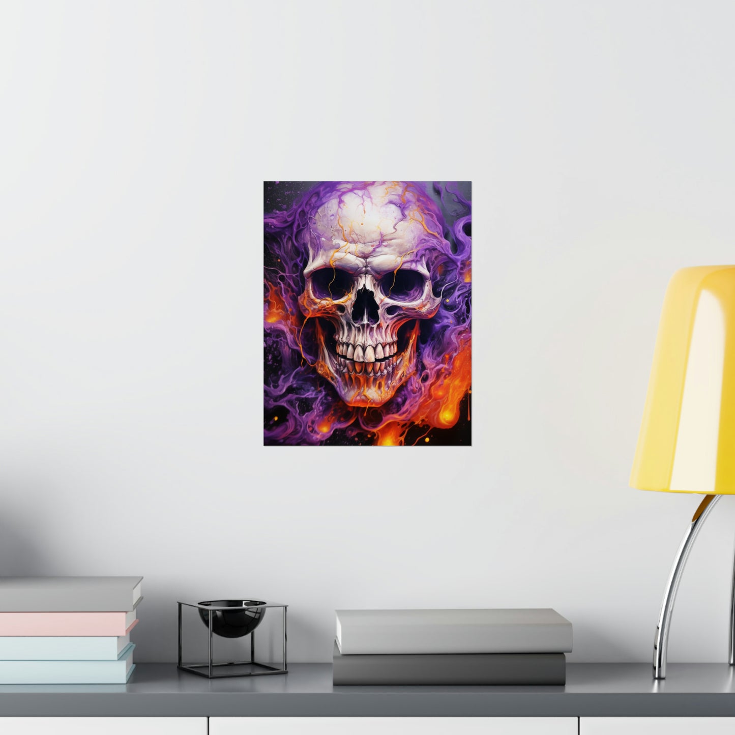 Premium Matte Vertical Posters Skull Flames 2