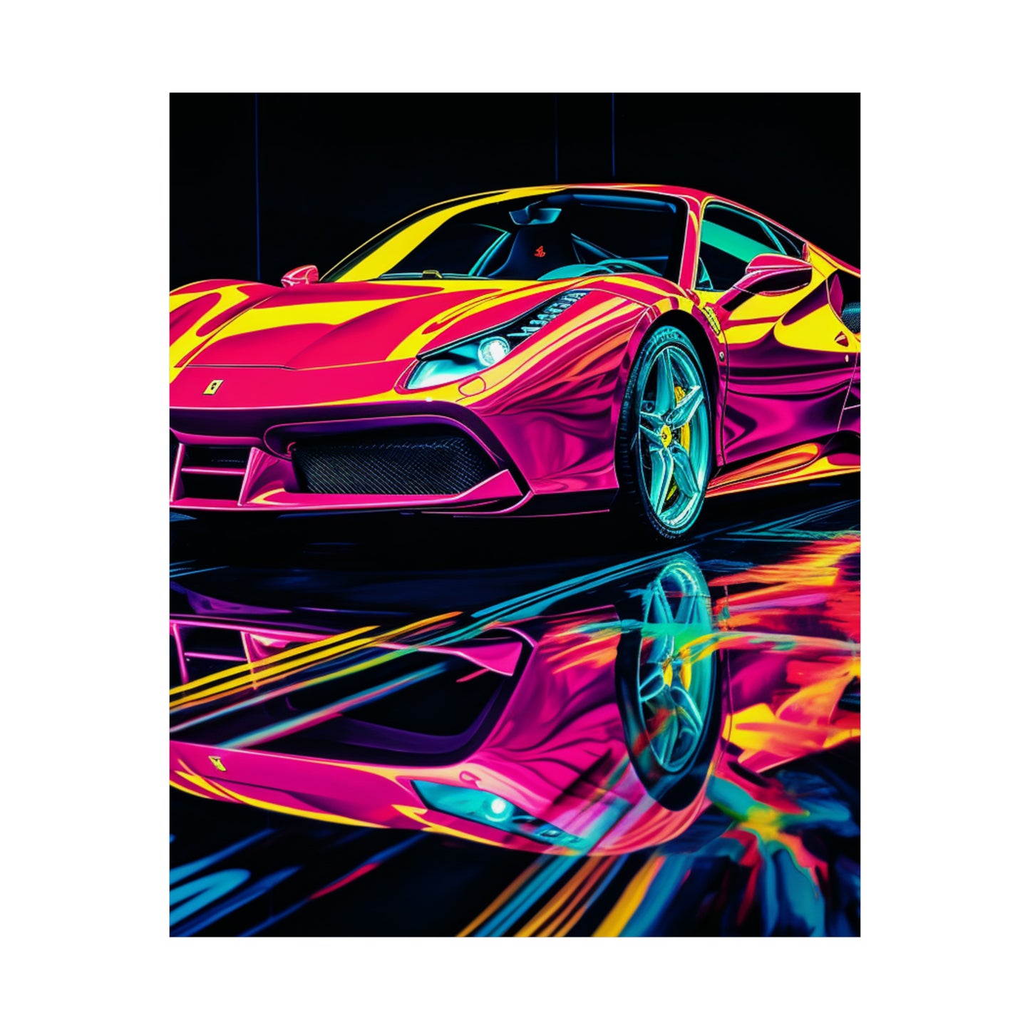 Premium Matte Vertical Posters Pink Ferrari Macro 1