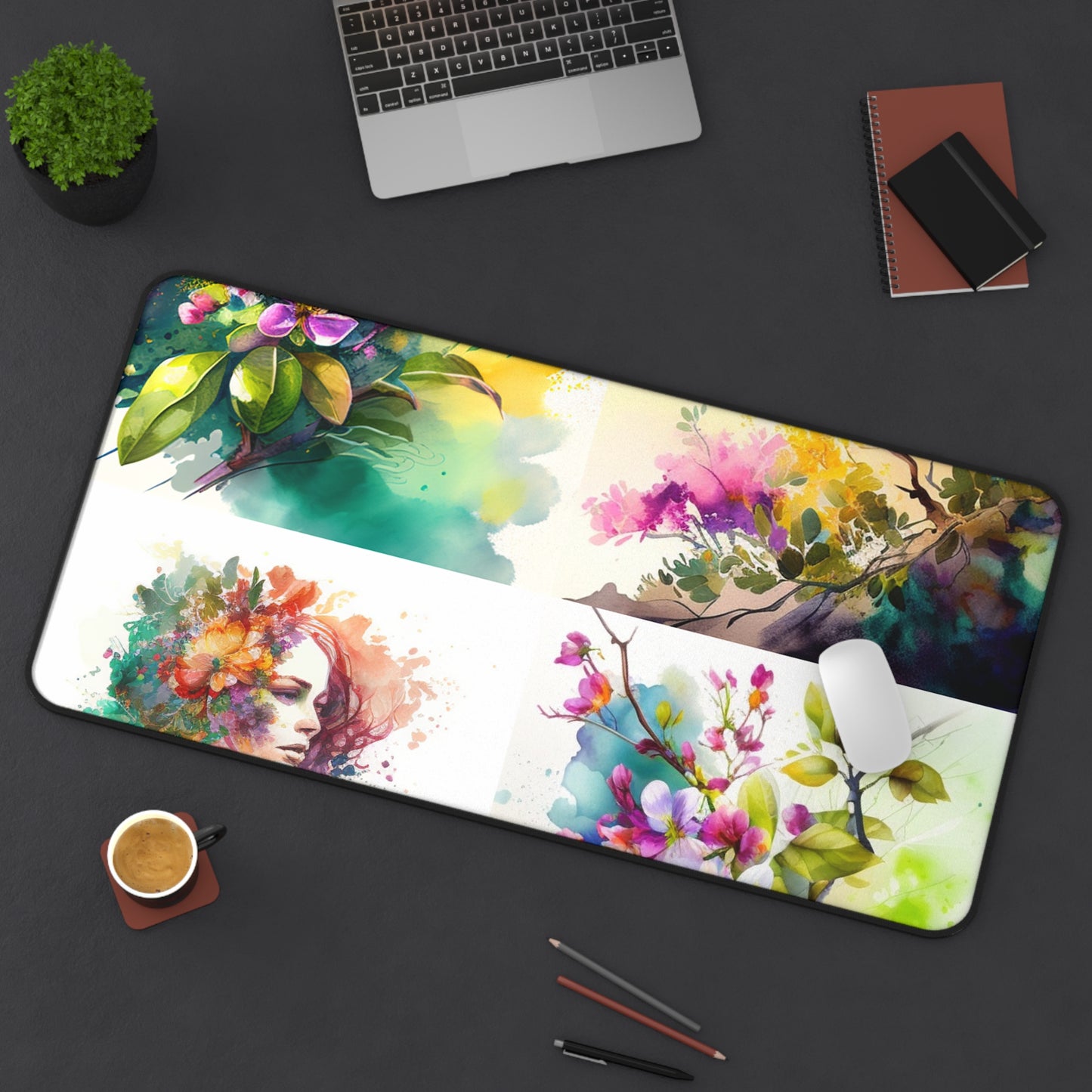 Desk Mat Mother Nature Bright Spring Colors Realistic Watercolor 5