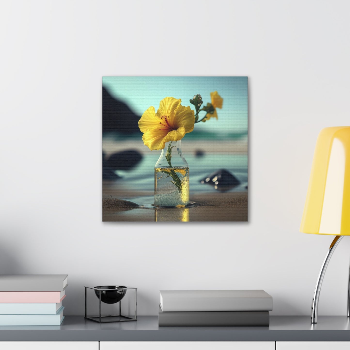 Canvas Gallery Wraps Yellow Hibiscus glass 3