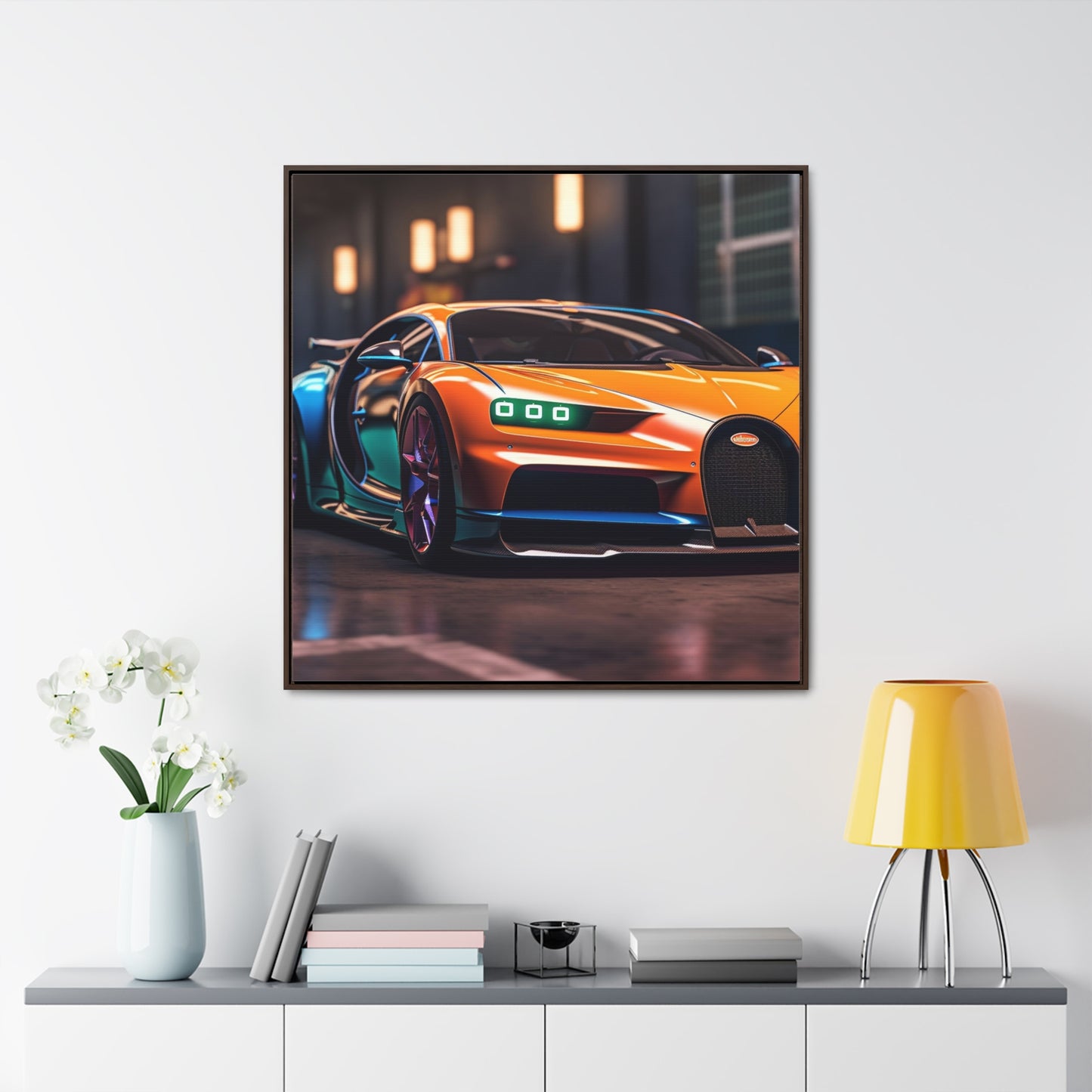 Gallery Canvas Wraps, Square Frame Hyper Bugatti Neon Chiron 1