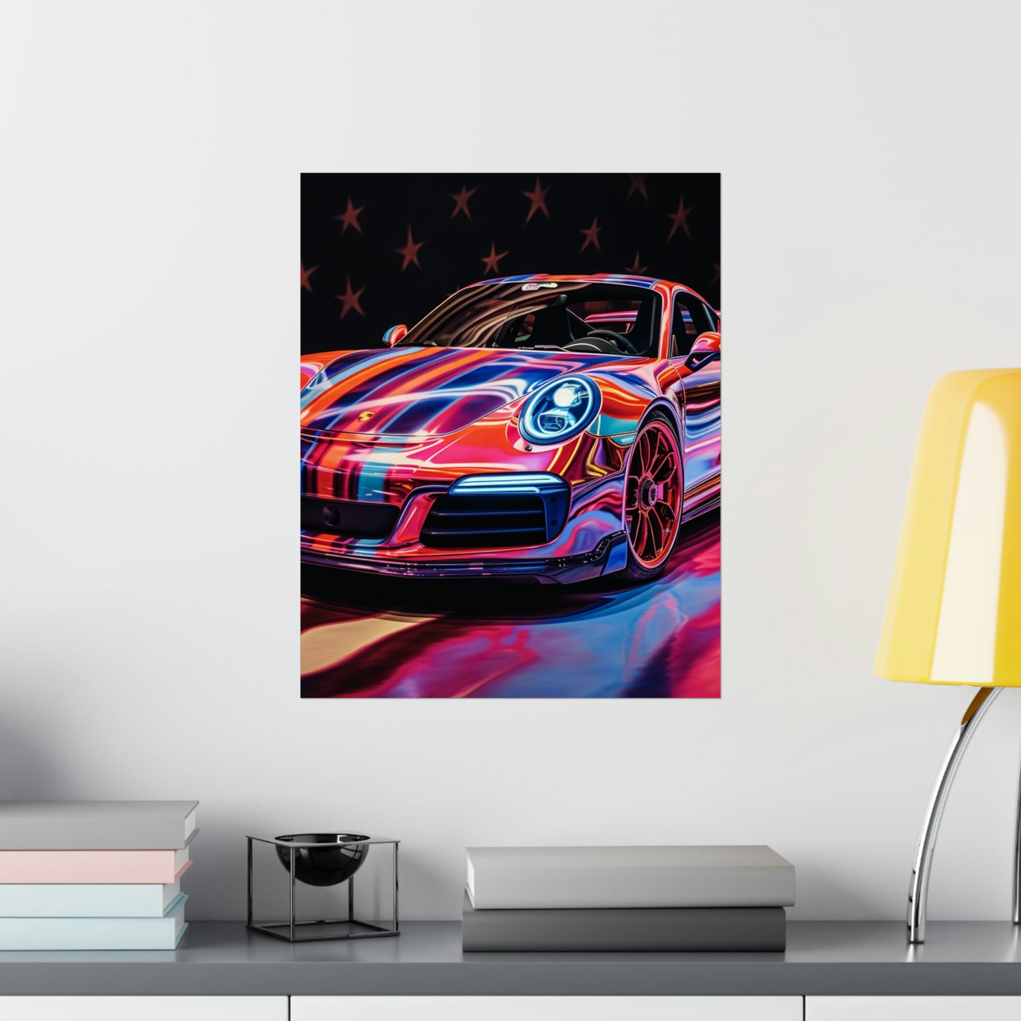 Premium Matte Vertical Posters Macro American Flag Porsche 4