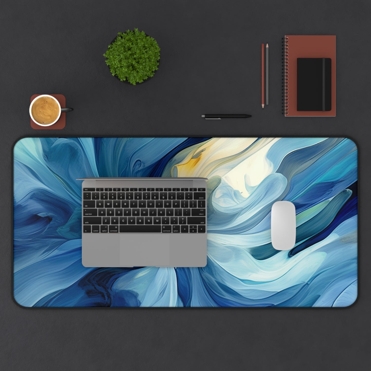 Desk Mat Blue Tluip Abstract 4