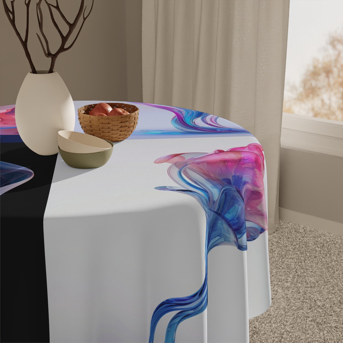 Tablecloth Pink & Blue Tulip Rose 5