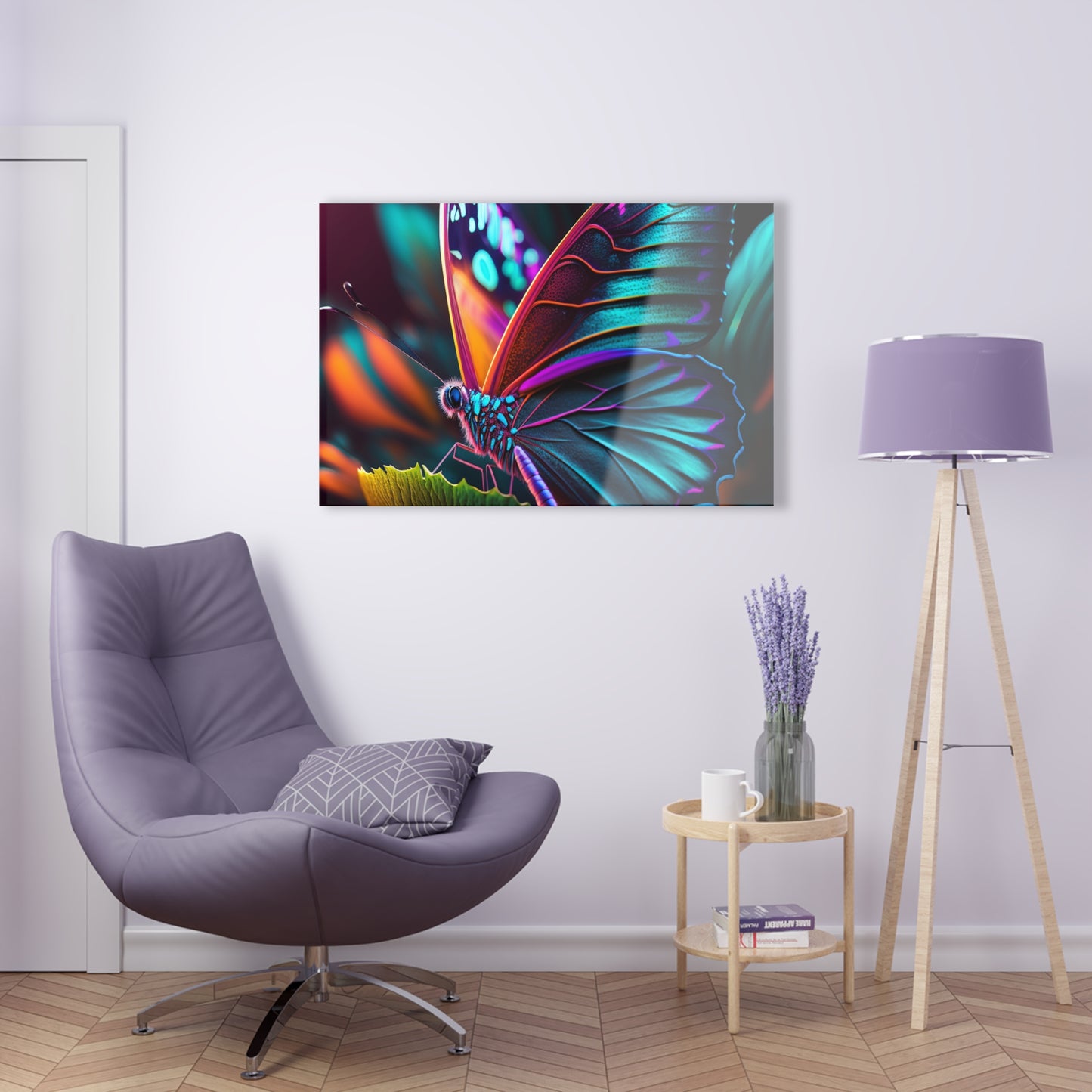 Acrylic Prints Neon Butterfly Macro 1