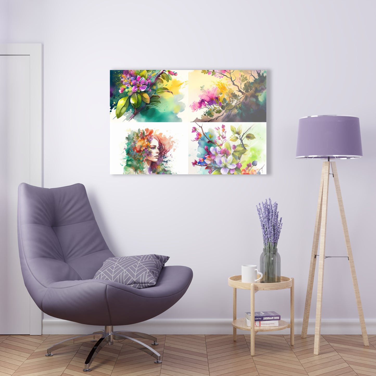 Acrylic Prints Mother Nature Bright Spring Colors Realistic Watercolor 5