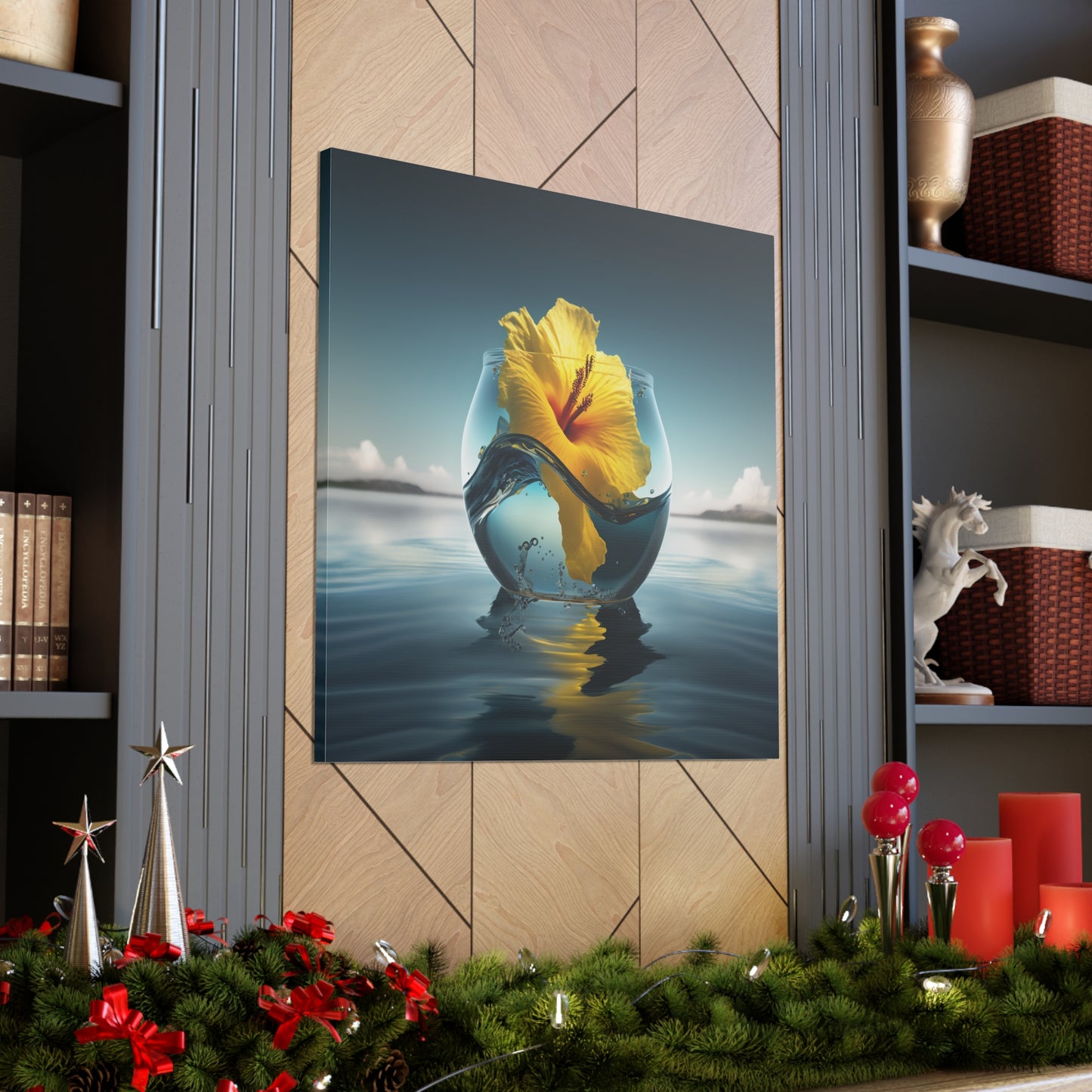 Canvas Gallery Wraps Yellow Hibiscus glass 4