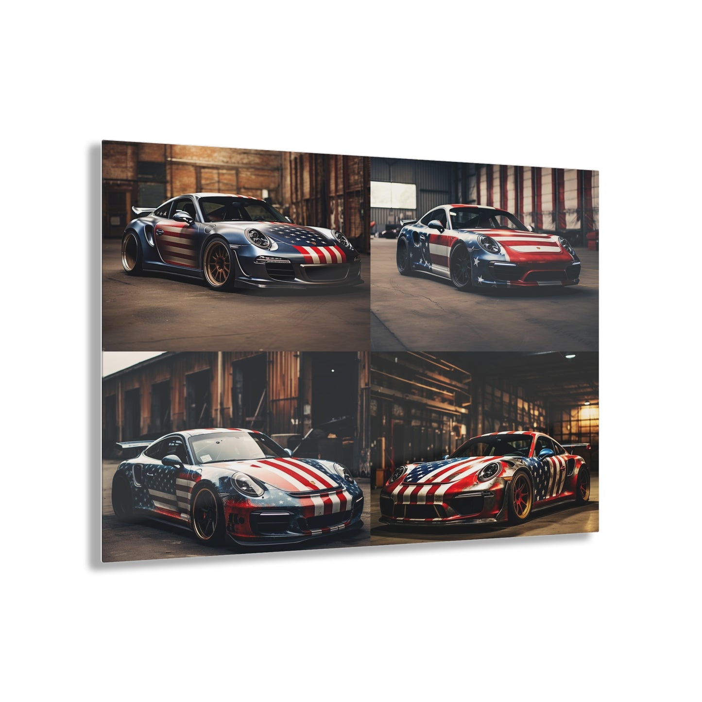 Acrylic Prints American Flag Porsche 5