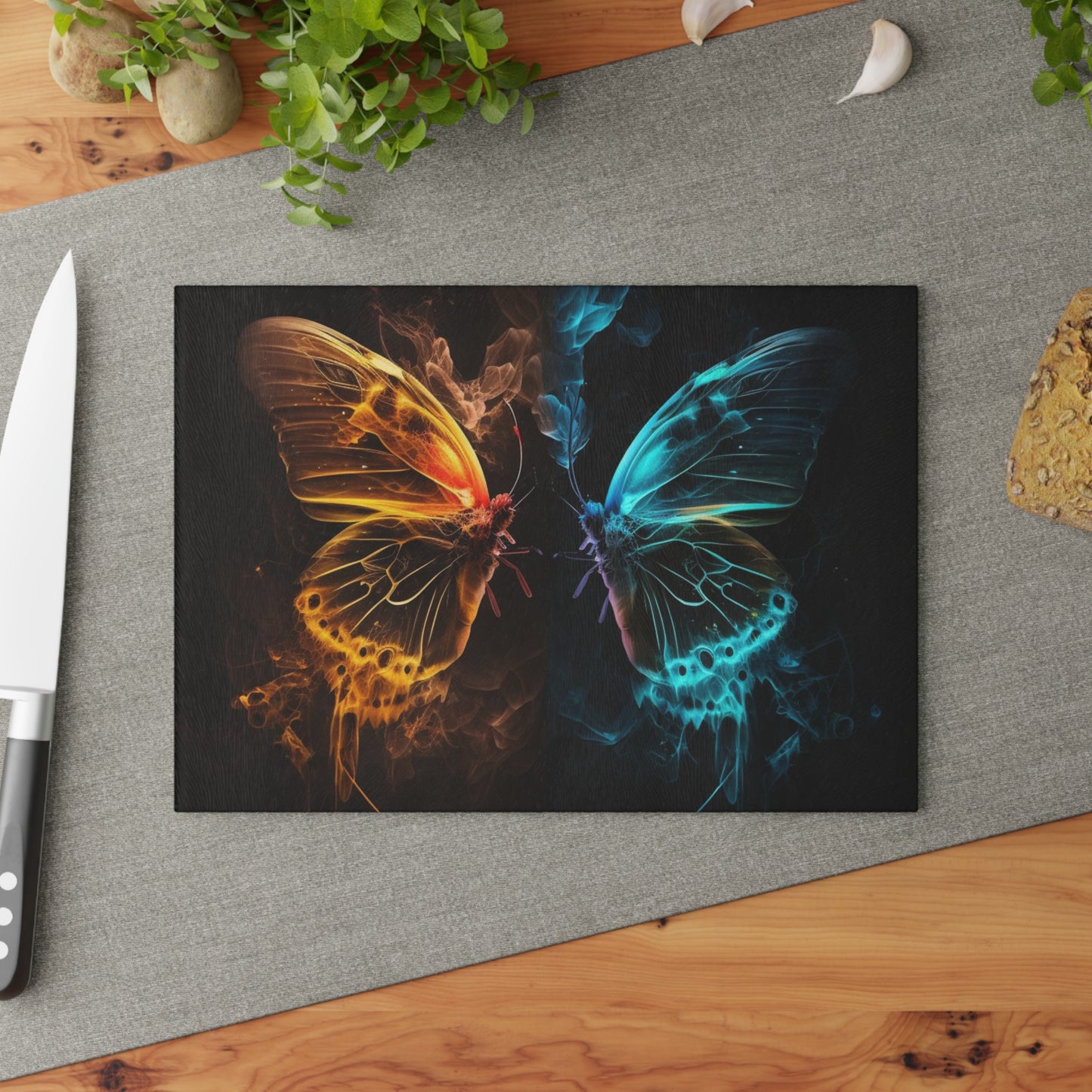 Glass Cutting Board Kiss Neon Butterfly 8