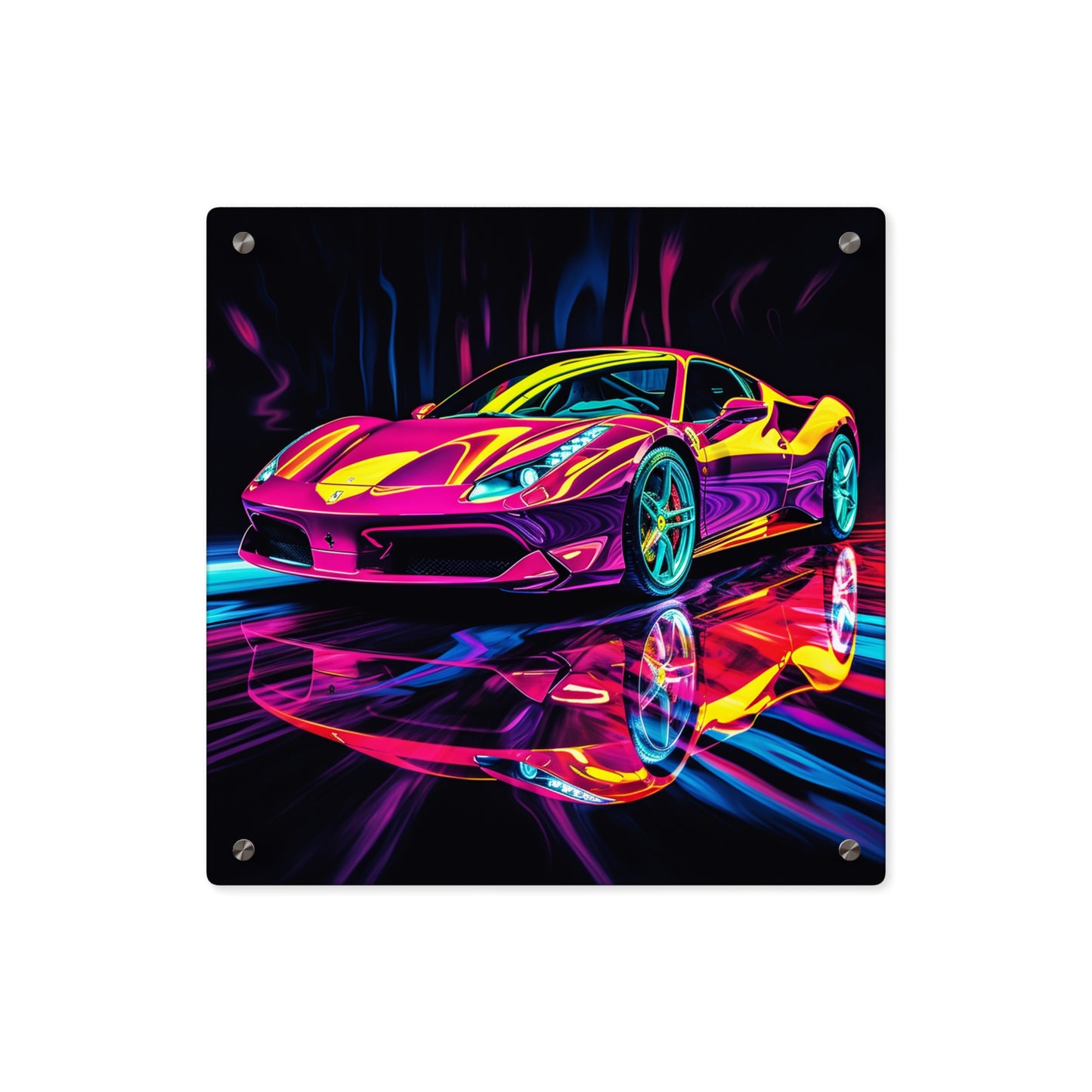 Acrylic Wall Art Panels Pink Ferrari Macro 2