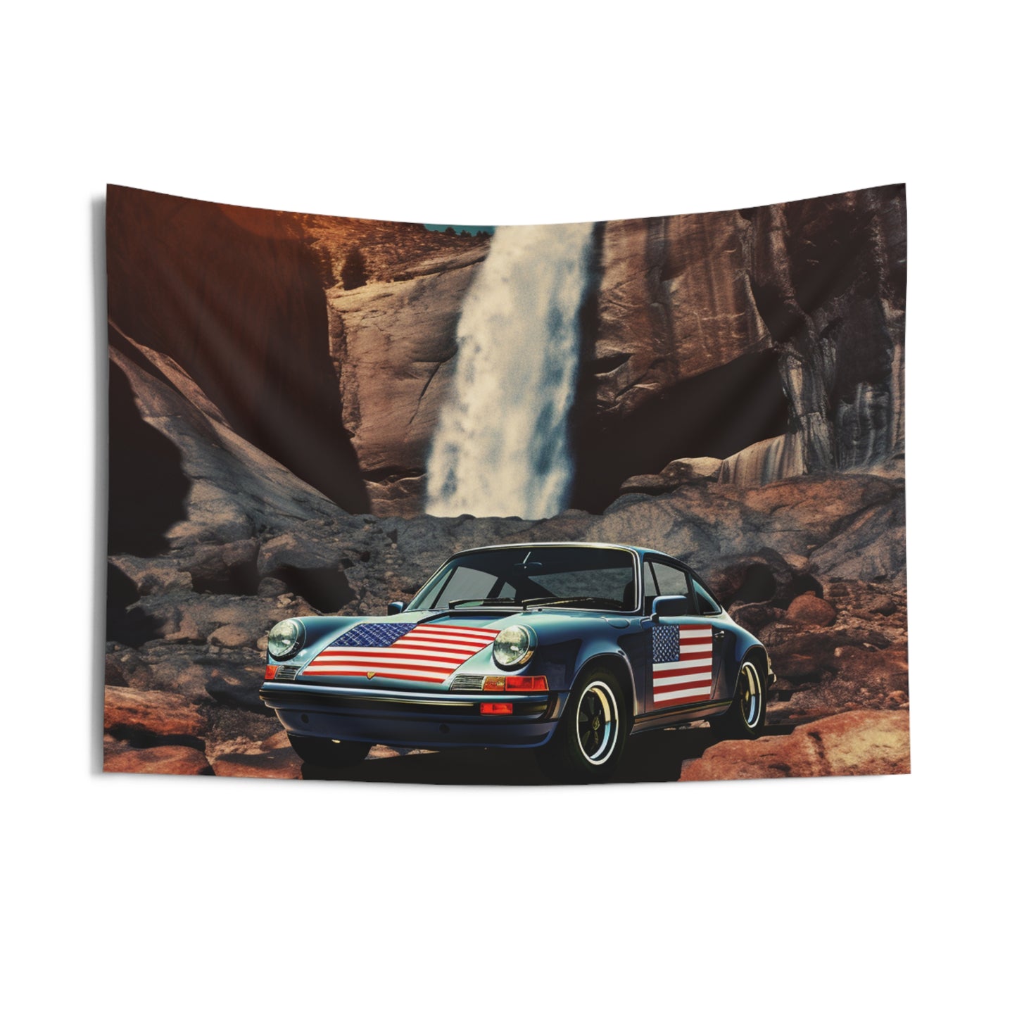 Indoor Wall Tapestries American Flag Porsche Abstract 2