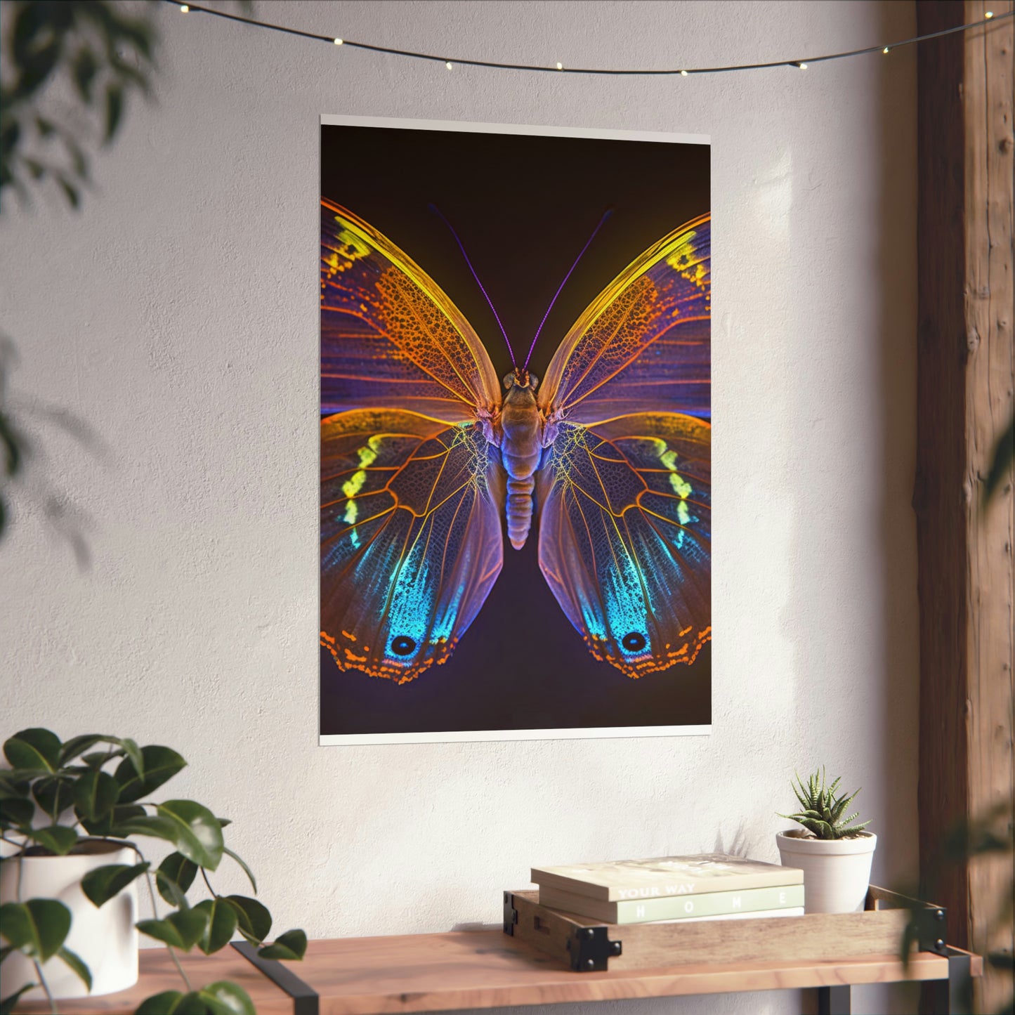 Premium Matte Vertical Posters Neon Butterfly Flair 2