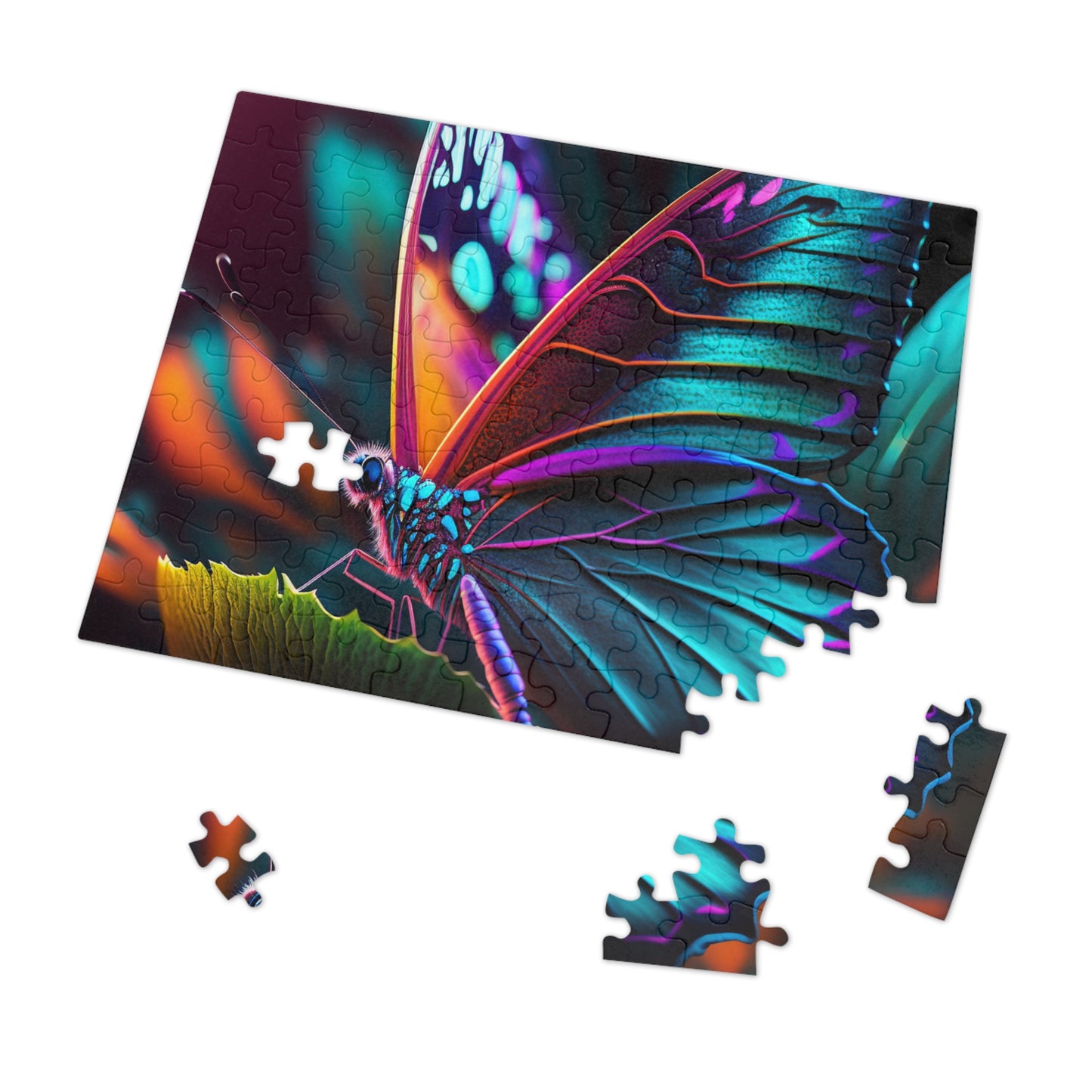 Jigsaw Puzzle (30, 110, 252, 500,1000-Piece) Neon Butterfly Macro 1