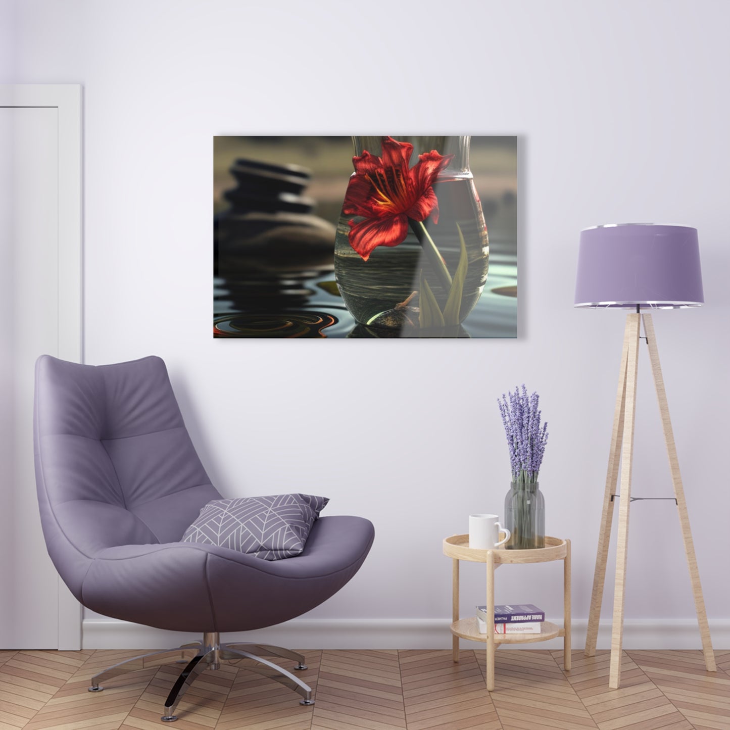 Acrylic Prints Red Lily in a Glass vase 4