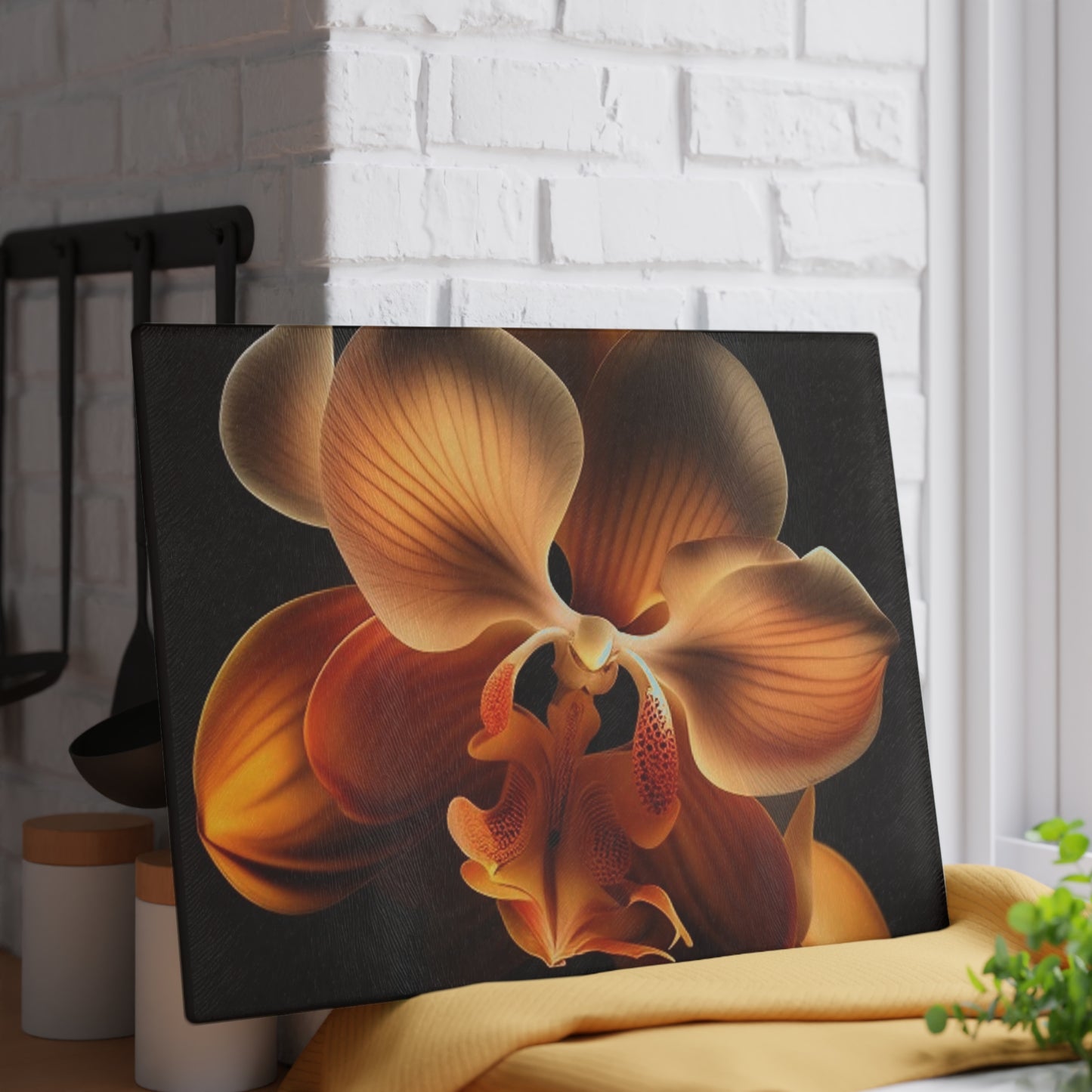 Glass Cutting Board Orange Orchid 2