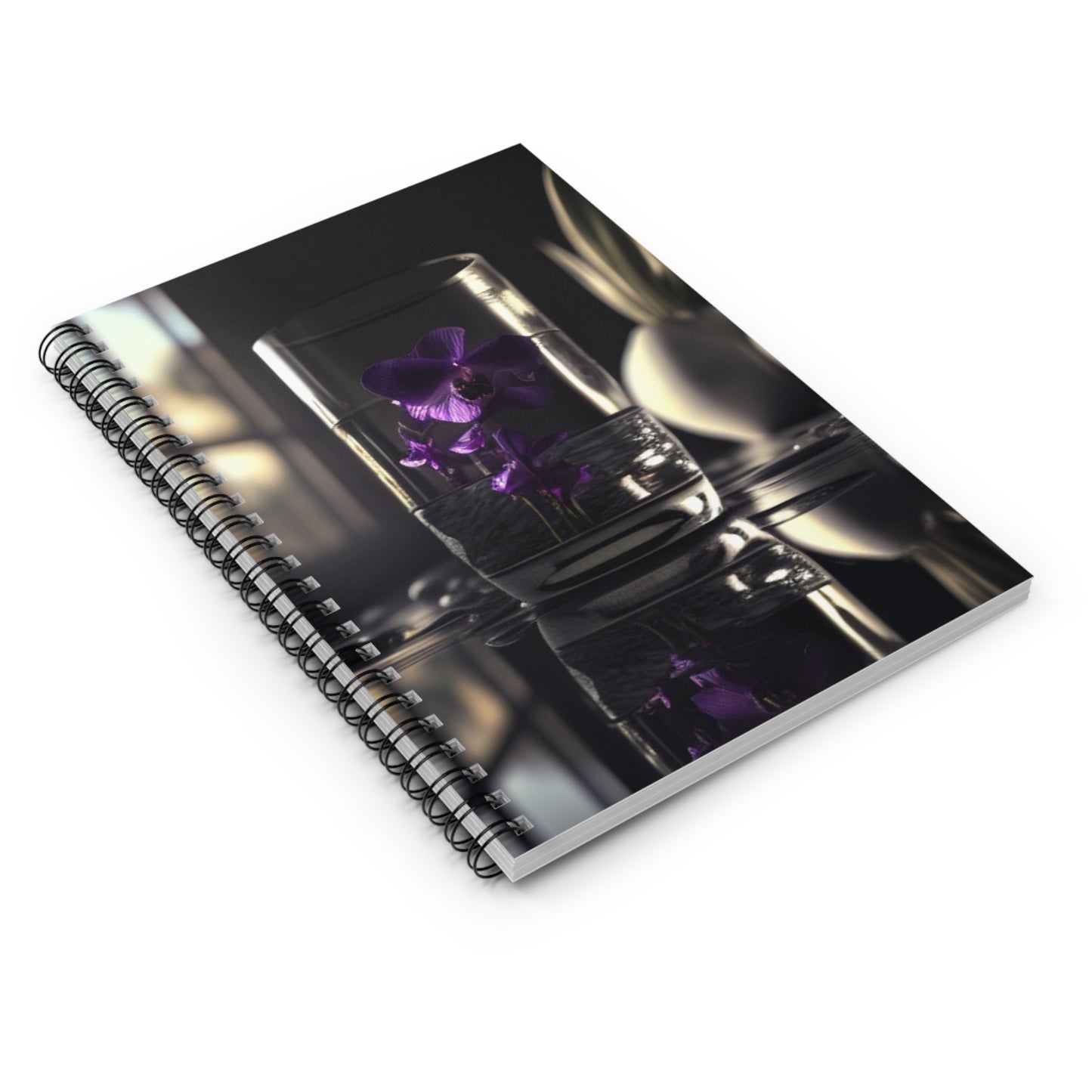 Spiral Notebook - Ruled Line Purple Orchid Glass vase 4