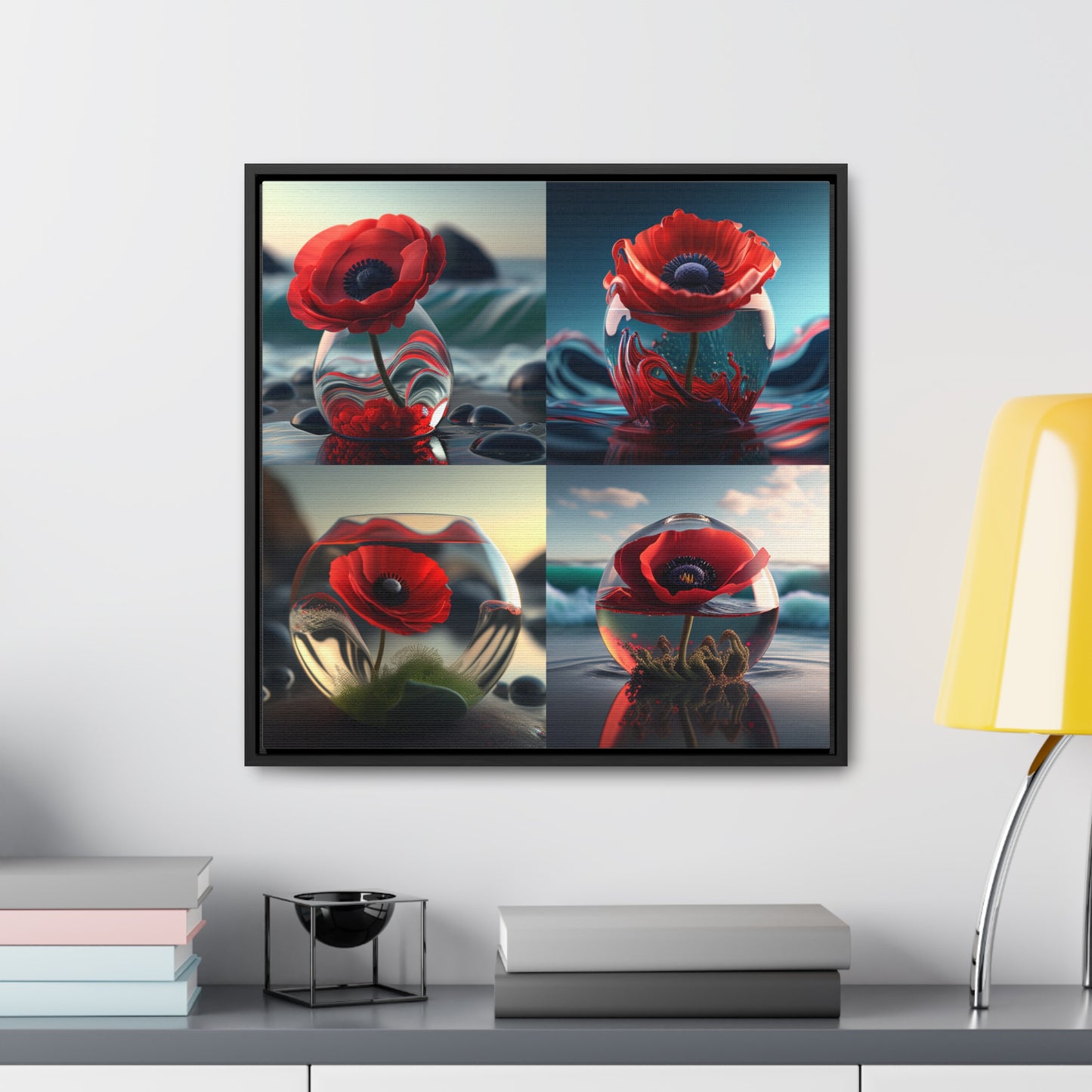 Gallery Canvas Wraps, Square Frame Red Anemone in a Vase 5