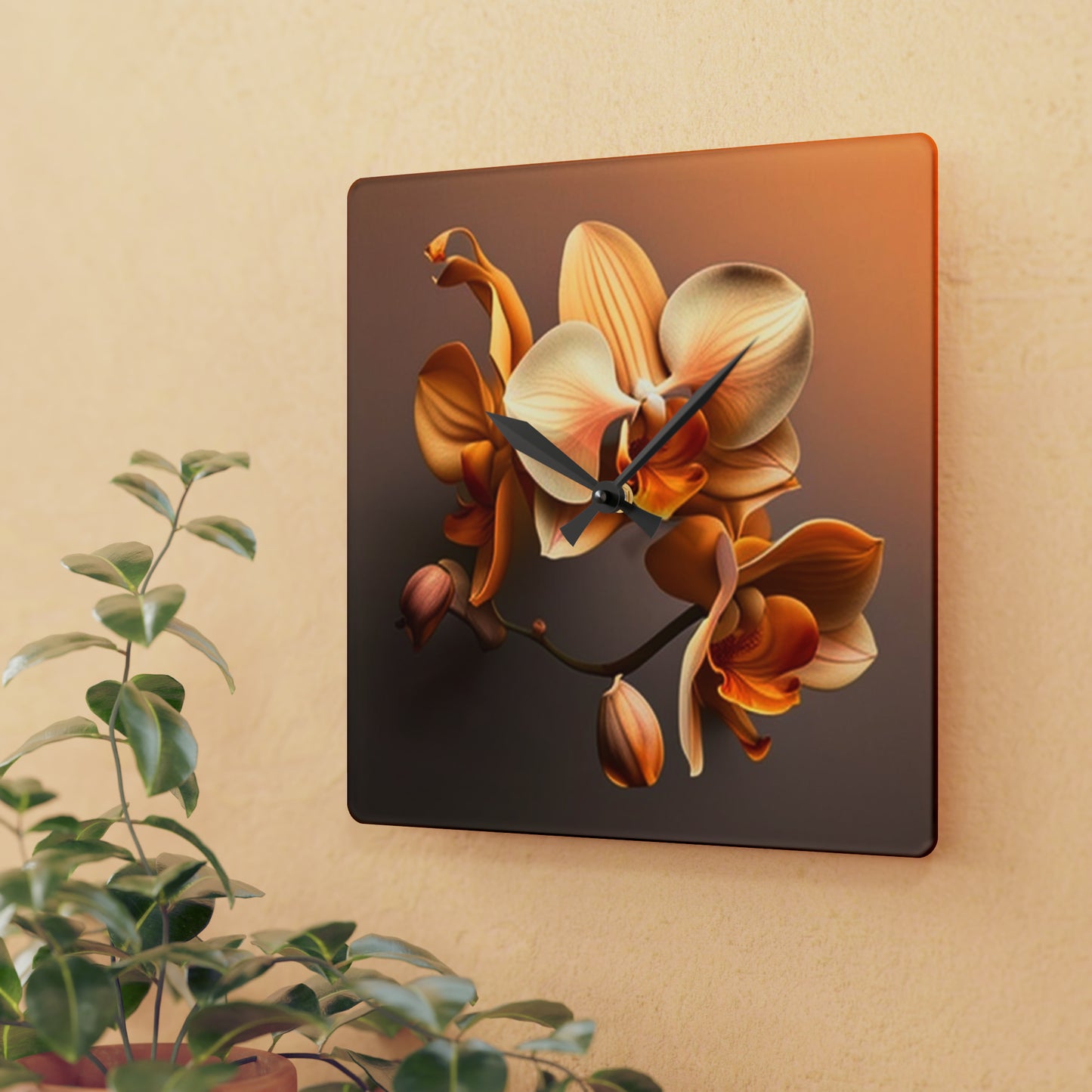 Acrylic Wall Clock orchid pedals 2