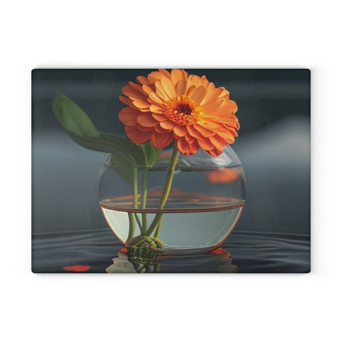 Glass Cutting Board Orange Zinnia 2