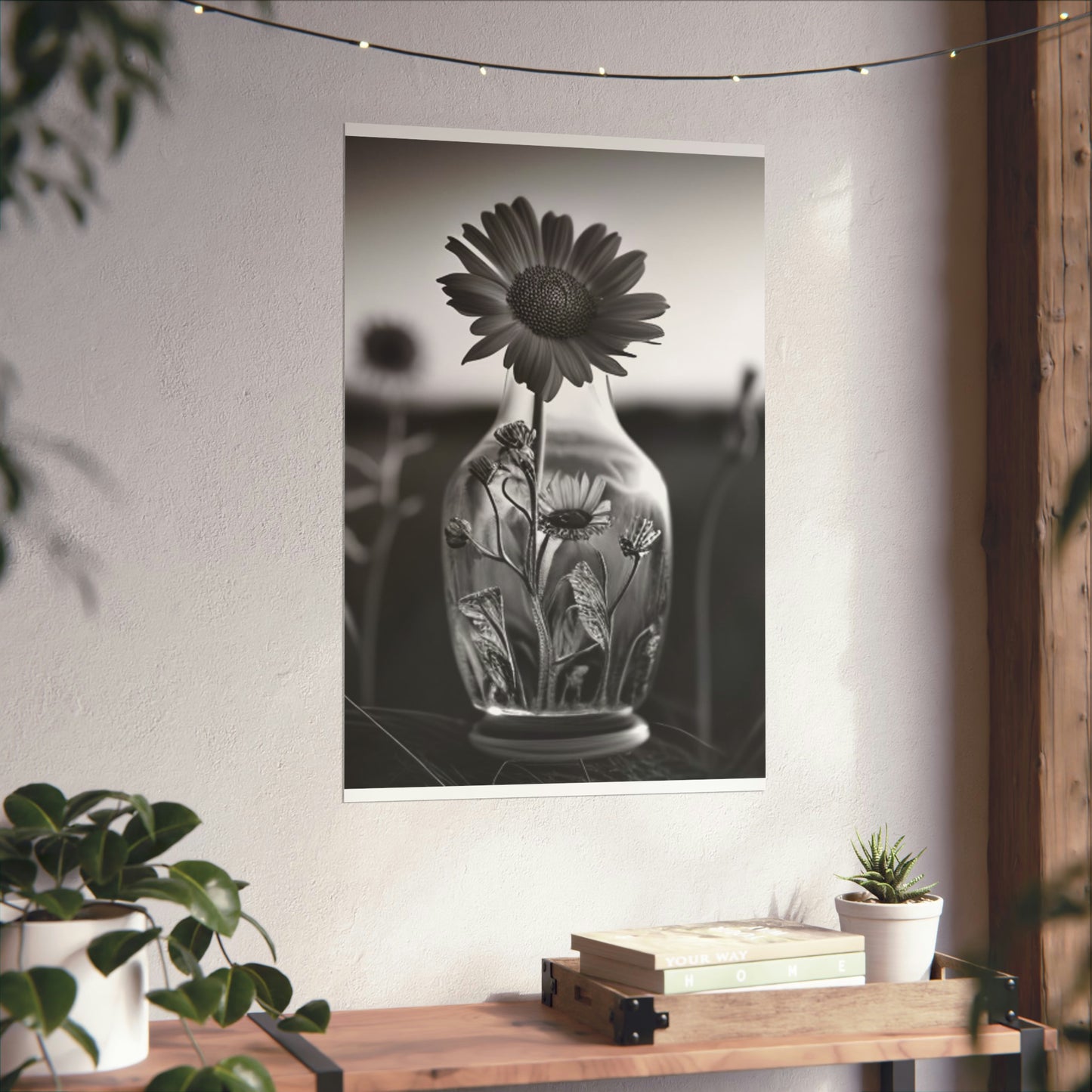 Premium Matte Vertical Posters Yellw Sunflower in a vase 2