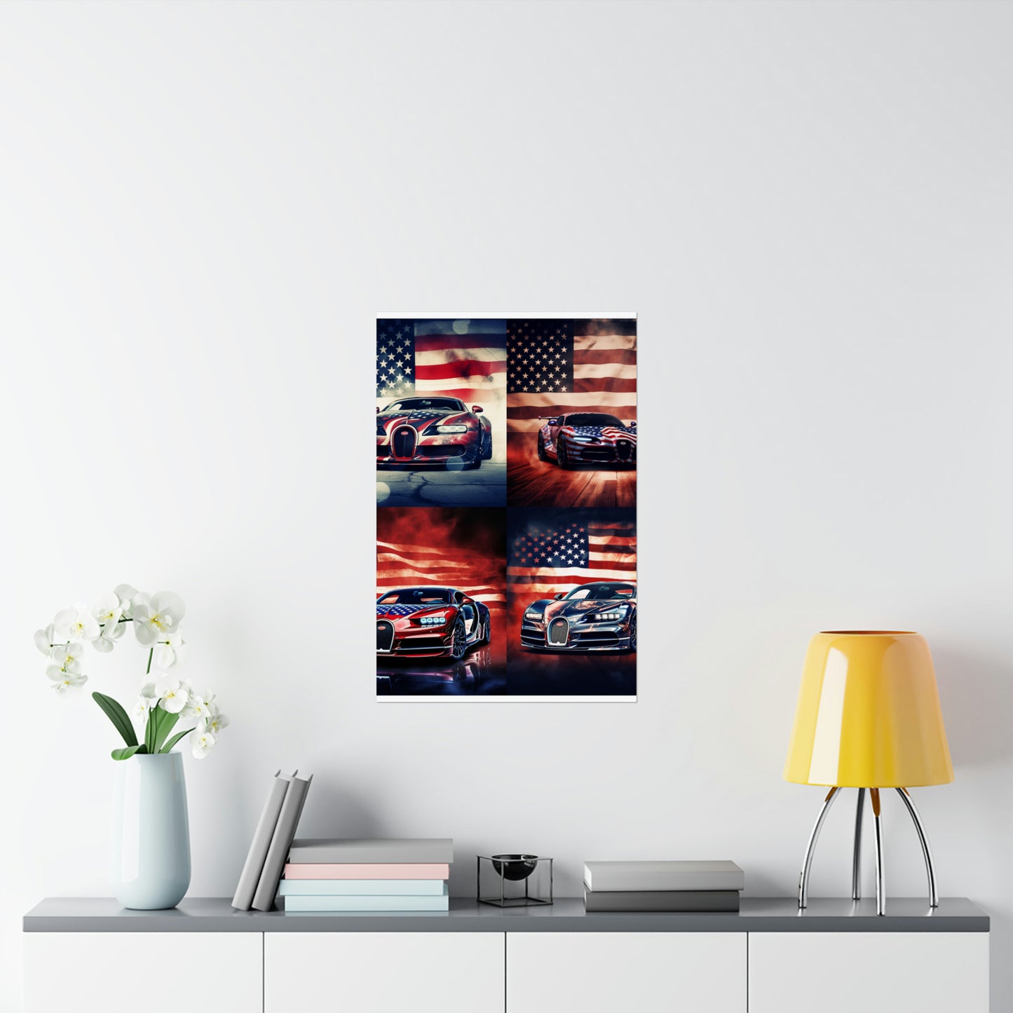 Premium Matte Vertical Posters Abstract American Flag Background Bugatti 5