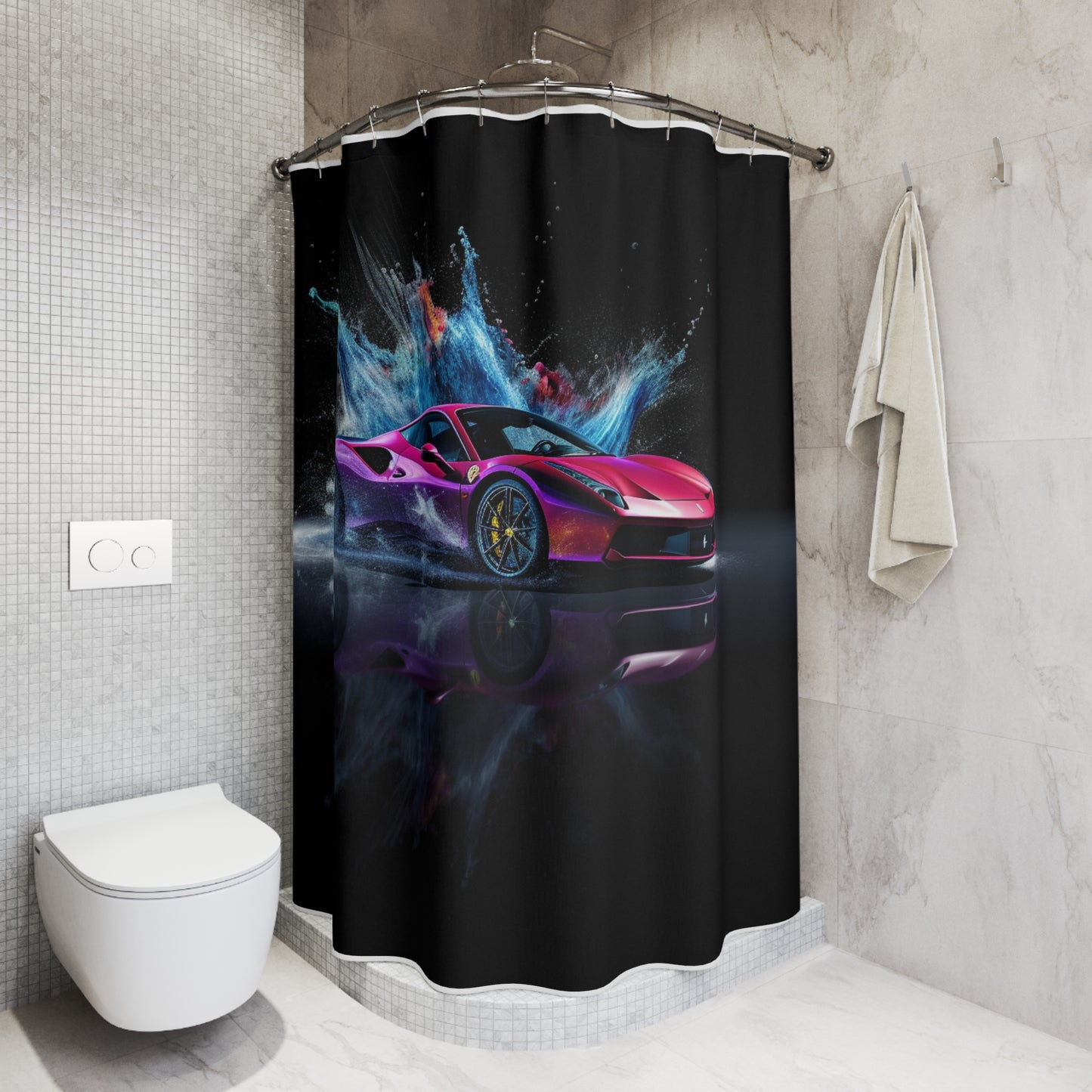 Polyester Shower Curtain Ferrari Water Splash 4