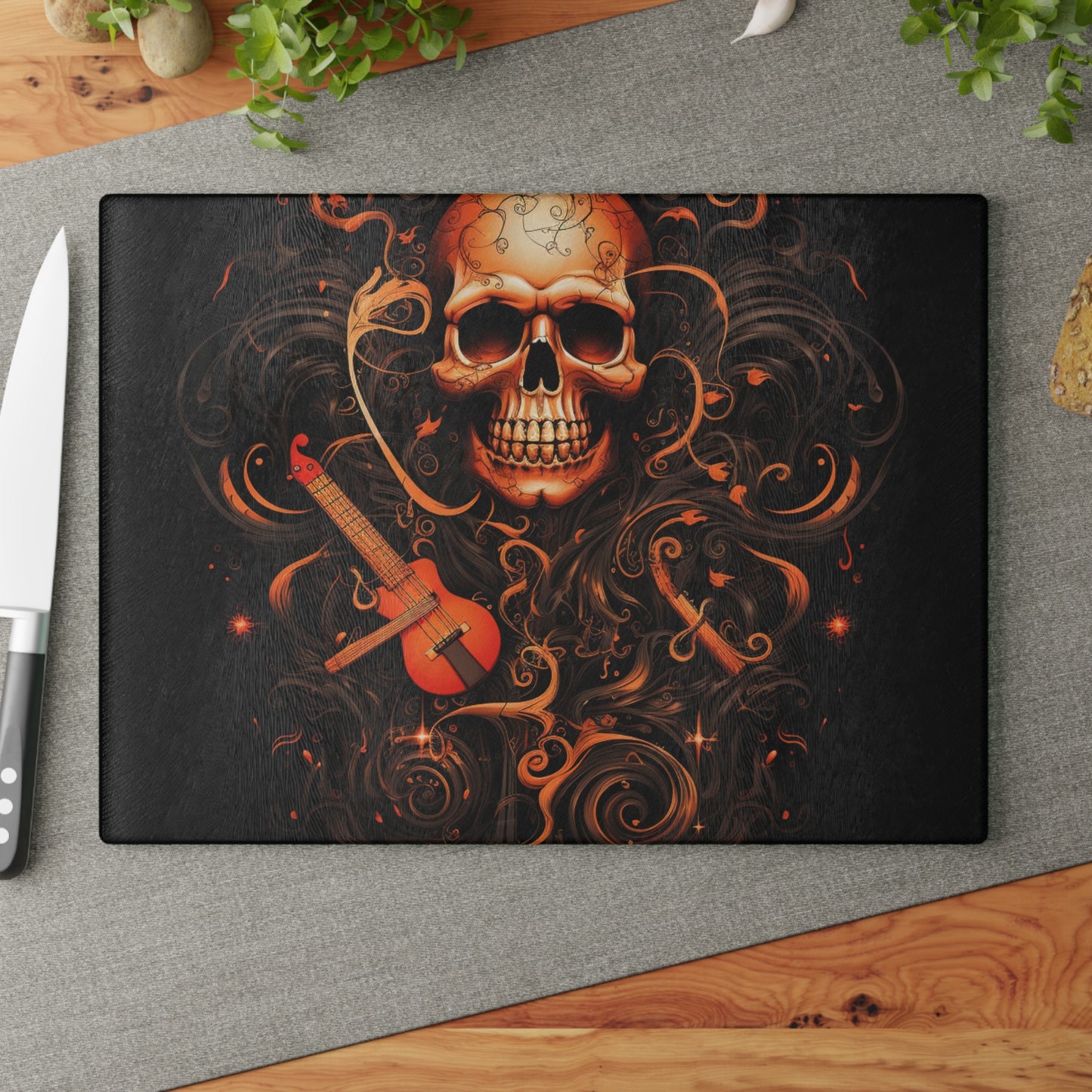 Glass Cutting Board Skull Treble Clef 4