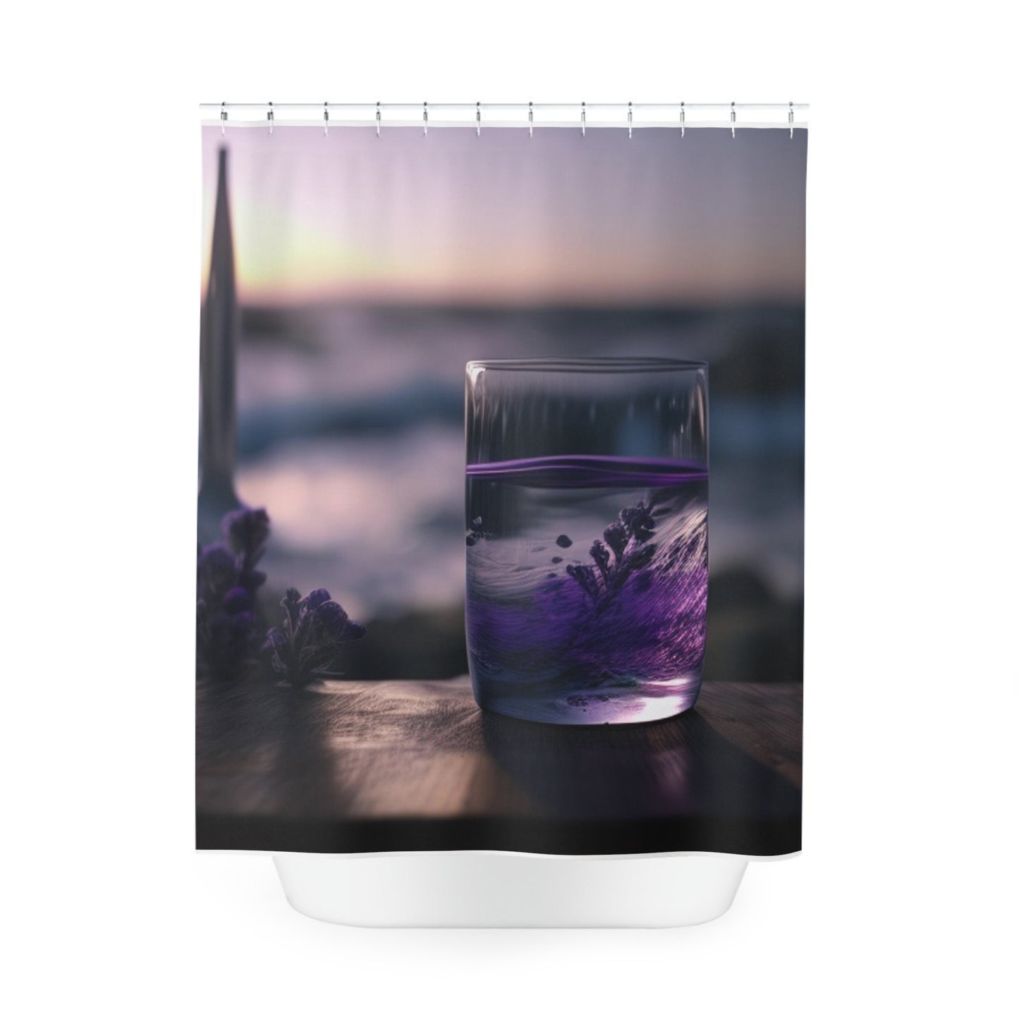 Polyester Shower Curtain Lavender in a vase 4