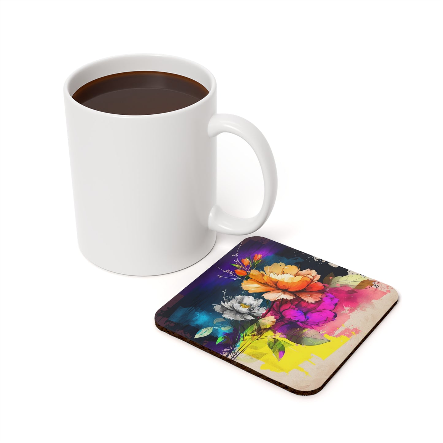 Cork Back Coaster Bright Spring Flowers 4