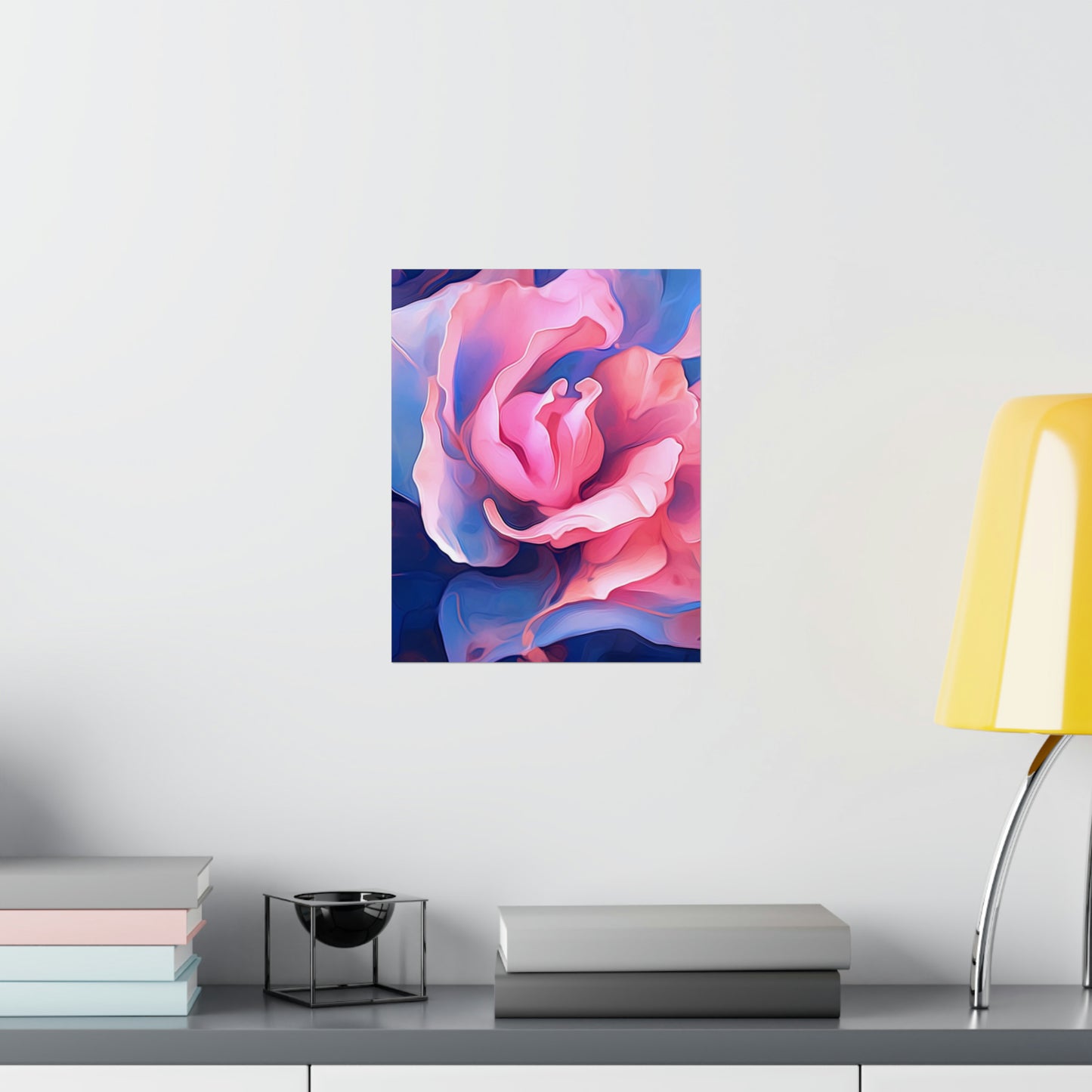 Premium Matte Vertical Posters Pink & Blue Tulip Rose 1