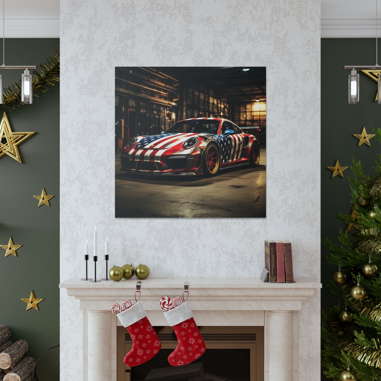 Canvas Gallery Wraps American Flag Porsche 4