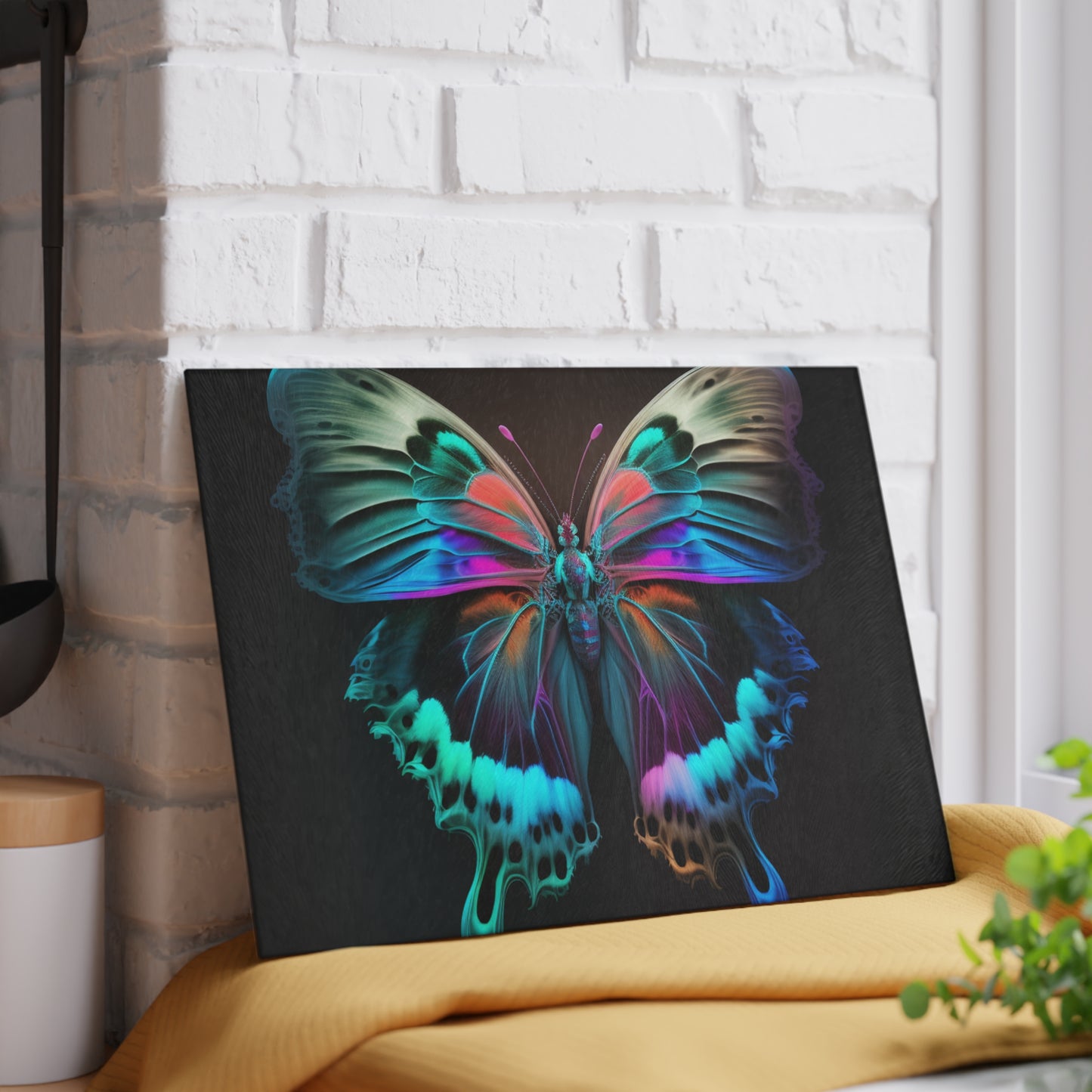 Glass Cutting Board Raw Hyper Color Butterfly 2