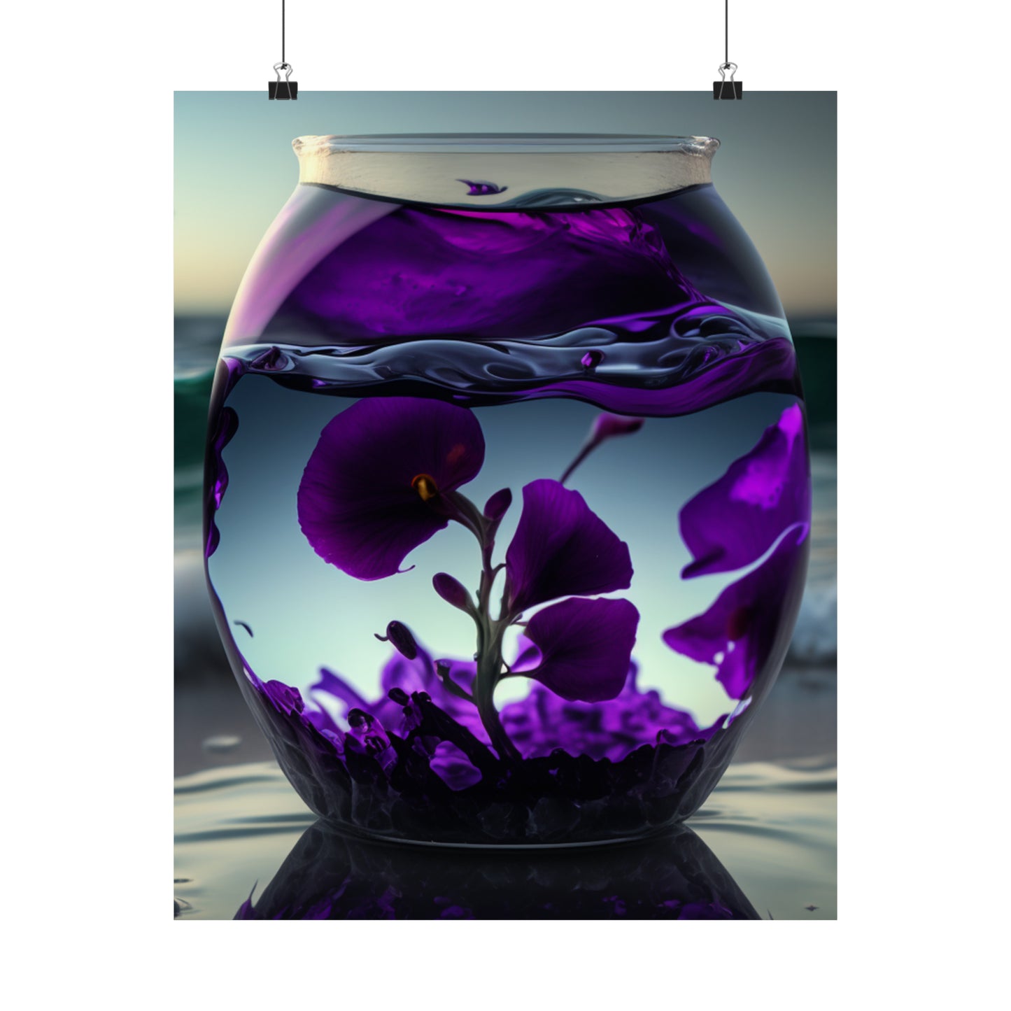 Premium Matte Vertical Posters Purple Sweet pea in a vase 4