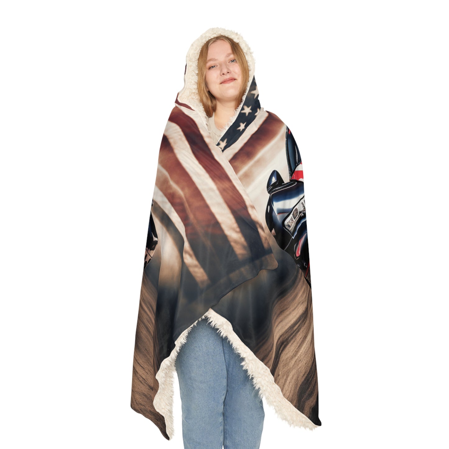 Snuggle Hooded Blanket Bugatti American Flag 2